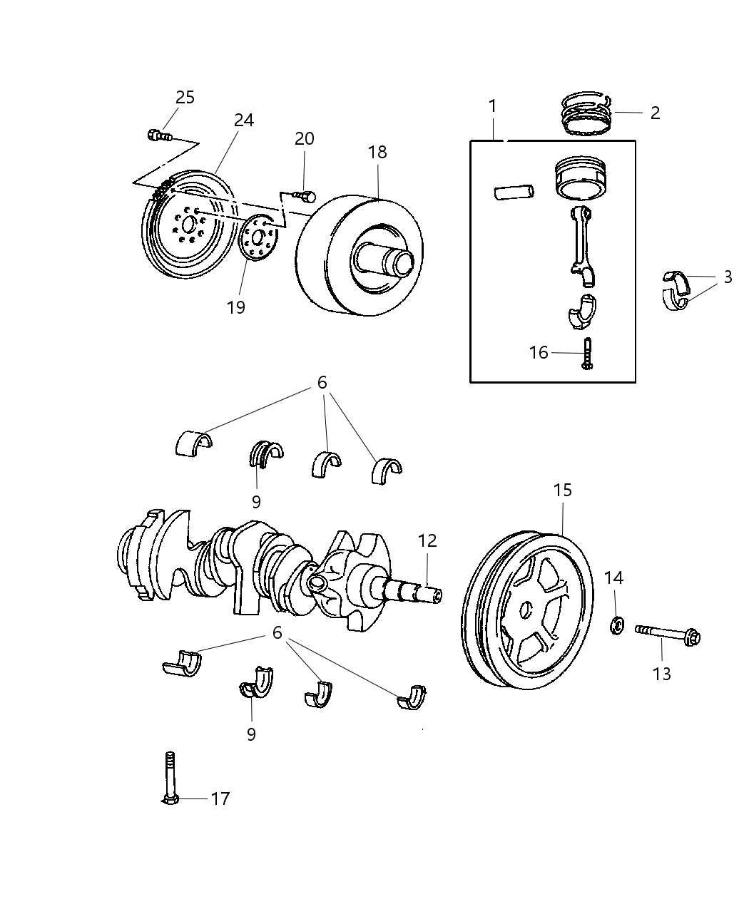 Mopar 5017523AA Bearing Package Crankshaft .25 Mm Undersize
