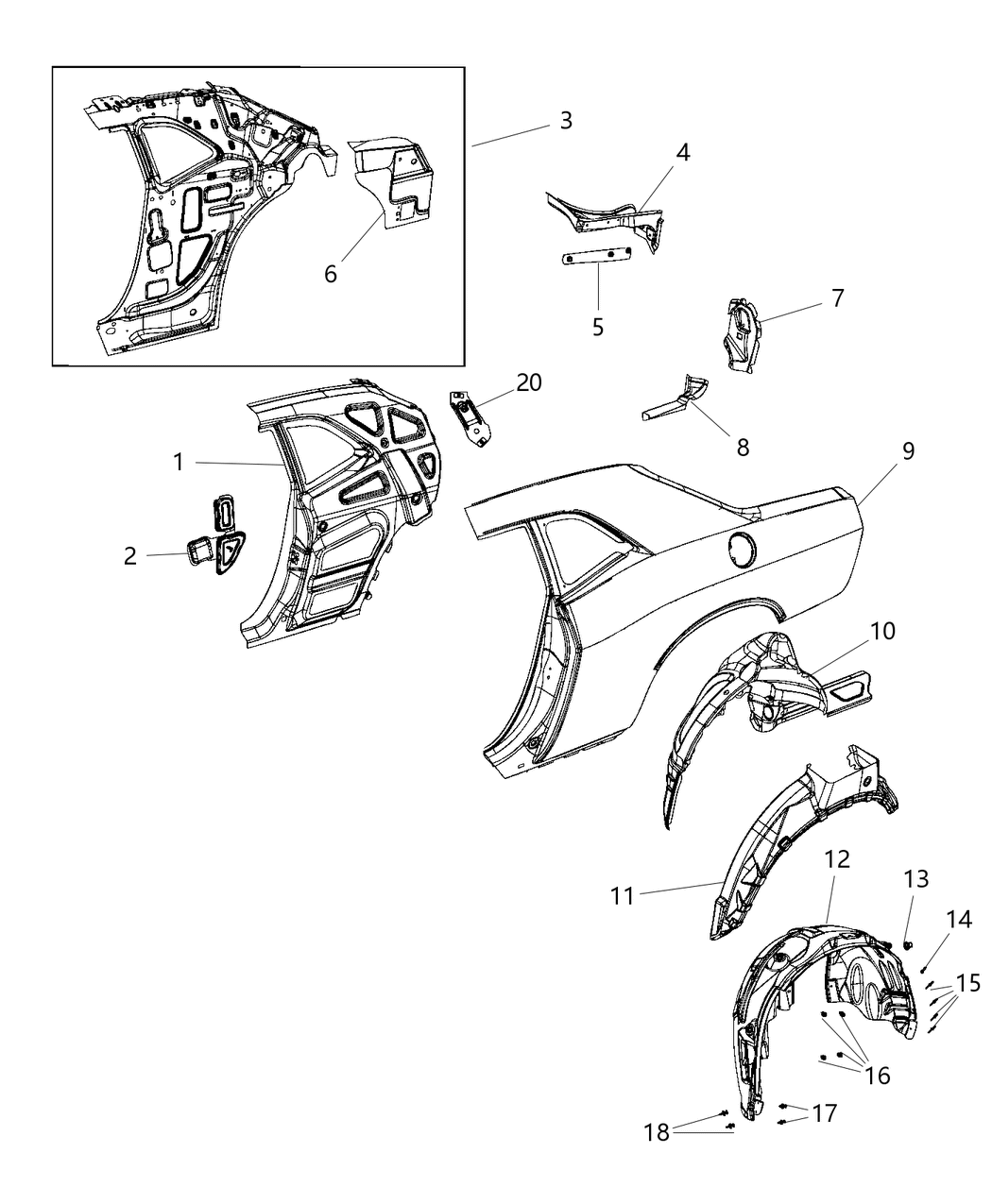 Mopar 5112793AF Extension Quarter To Floor Pan