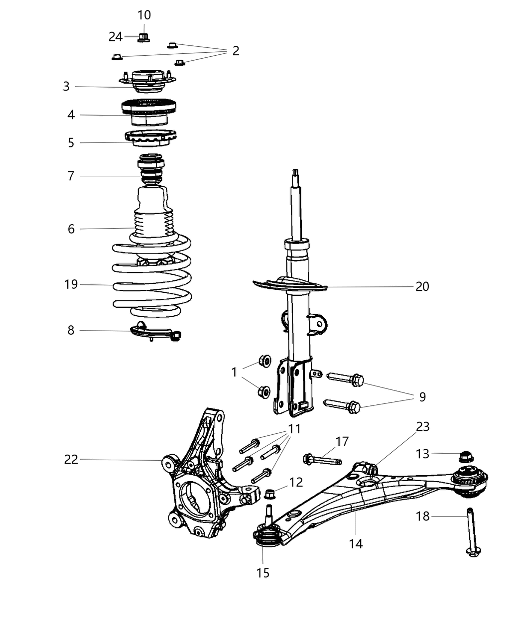 Mopar 2AMST009AA Loaded Strut Suspension Loaded Strut Kit