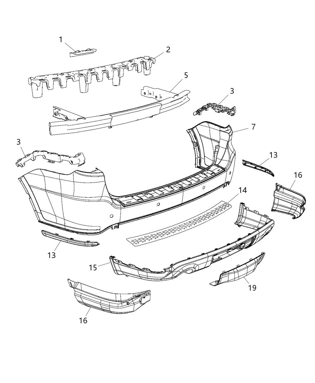 Mopar 5113698AC Fascia Rear Lower Mopar 5113698AC Fascia Rear Lower