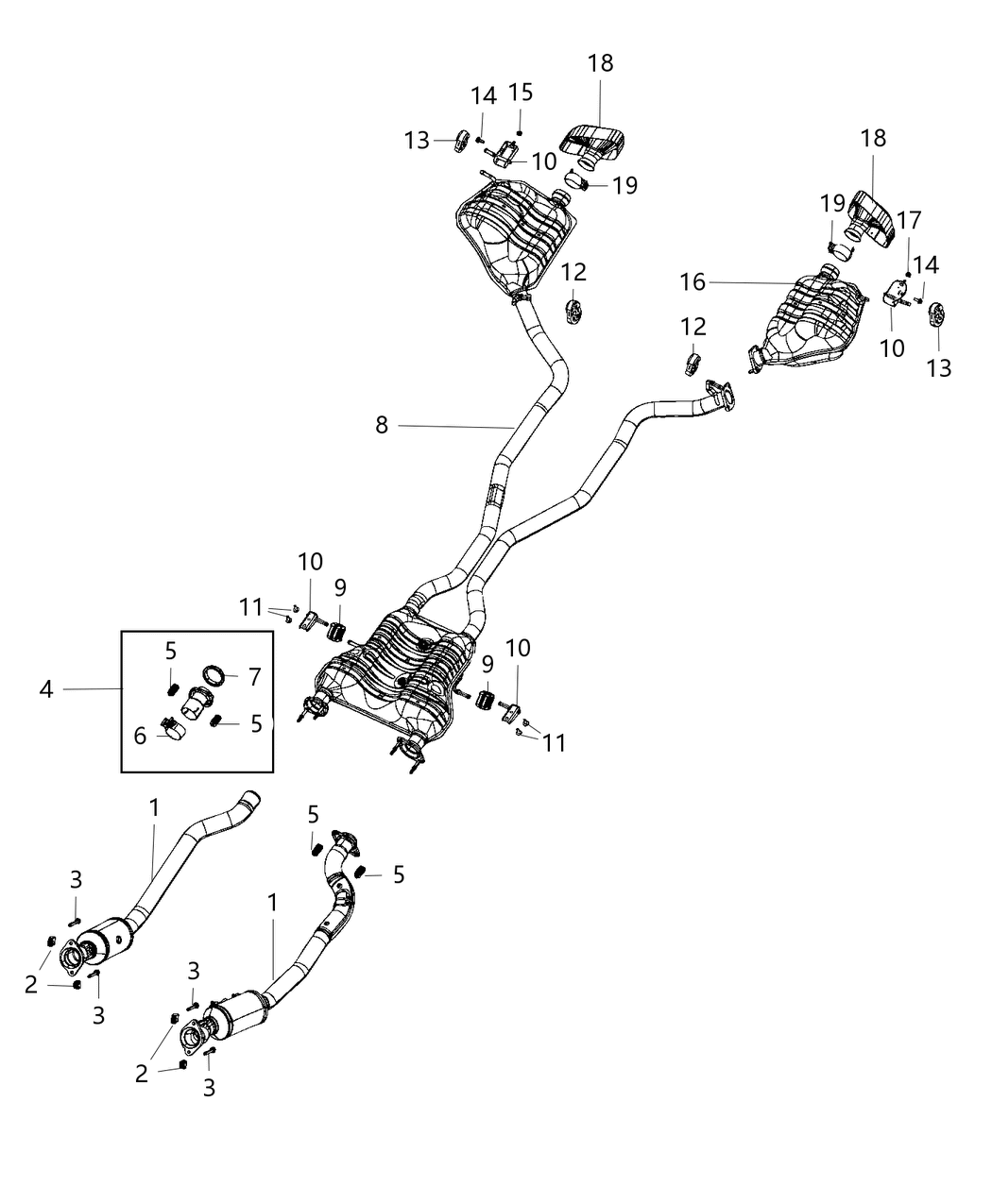 Mopar 68304917AB Resonator And Tailpipe Exhaust