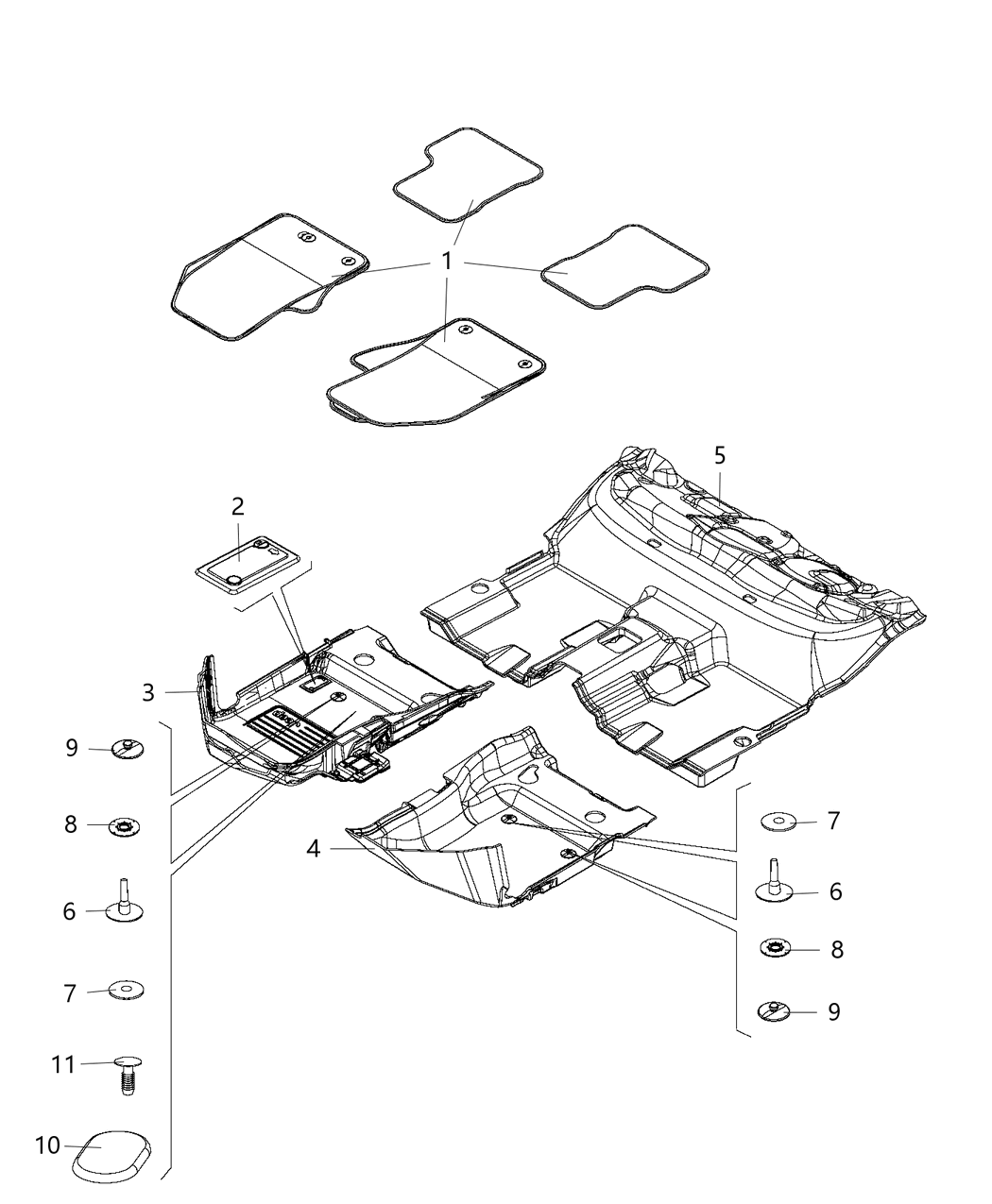 Mopar 5UW21GTVAA Carpet Rear Floor 5UW21GTVAA Mopar Carpet Rear Floor