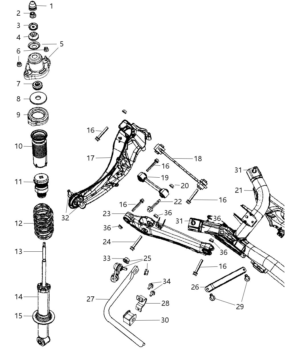 Mopar 5105105AD Shock Absorber Suspension Rear