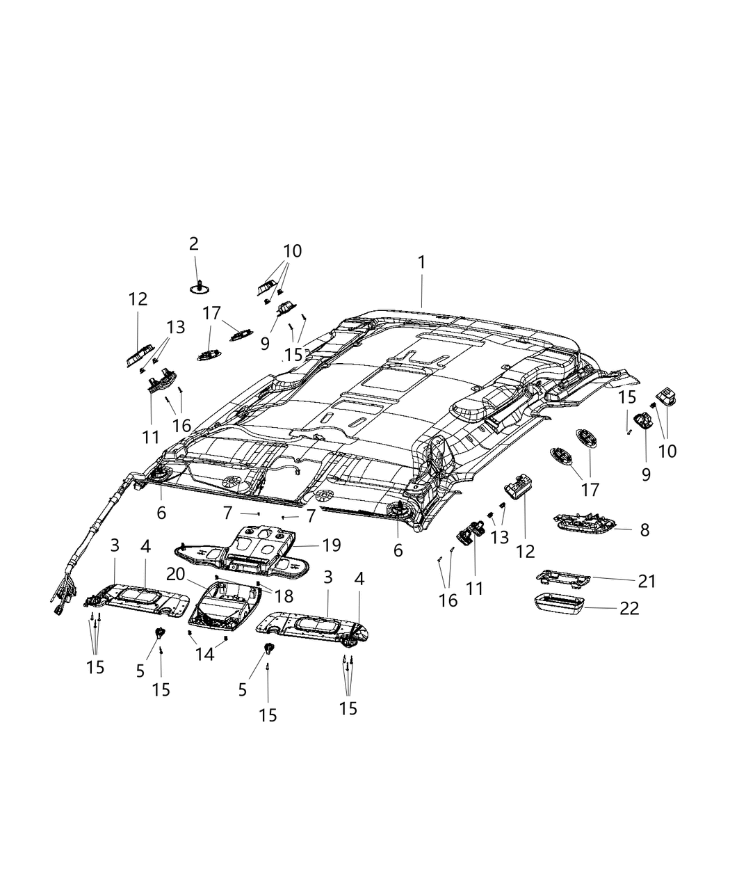 Mopar 1JK481DAAC Headliner Includes Rear Washer Hose, Wiring Harness 1JK481DAAC Mopar Headliner Includes Rear Washer Hose, Wiring Harness