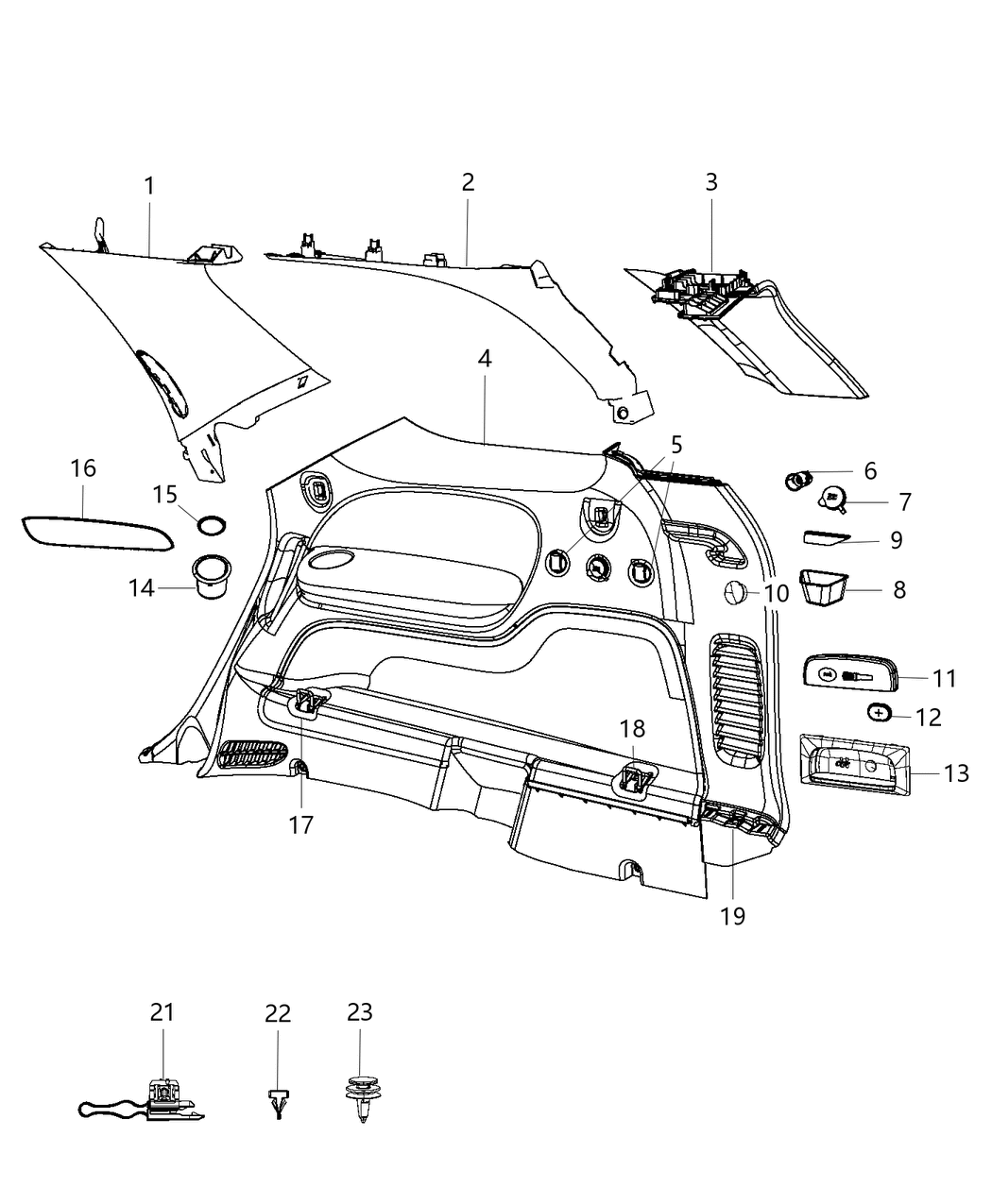 Mopar 5PT18GT5AB Panel Quarter Trim 5PT18GT5AB Mopar Panel Quarter Trim