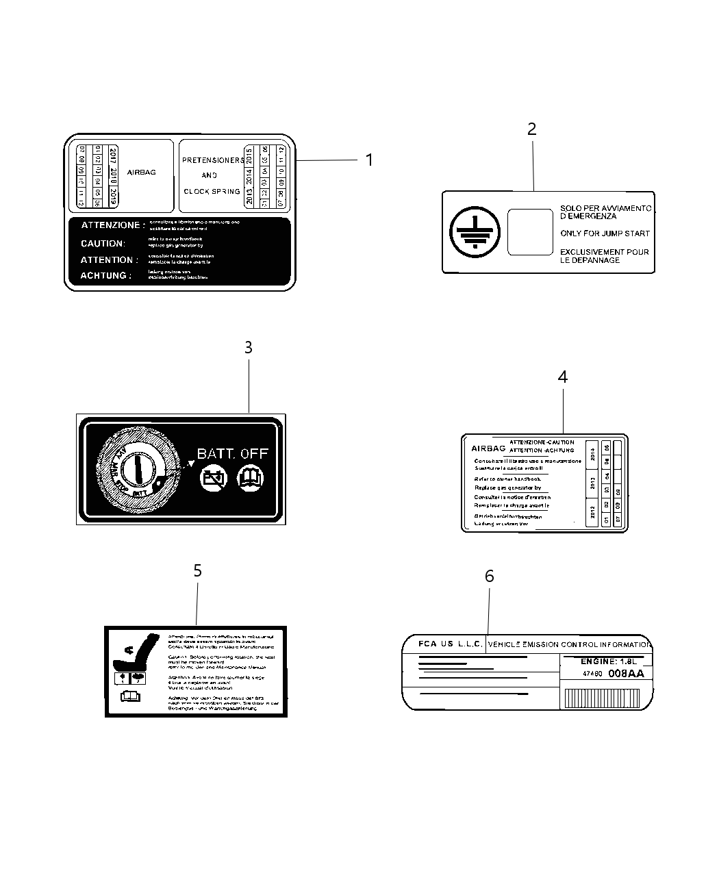 Mopar 47480121AA Label Vehicle Emission Control Information
