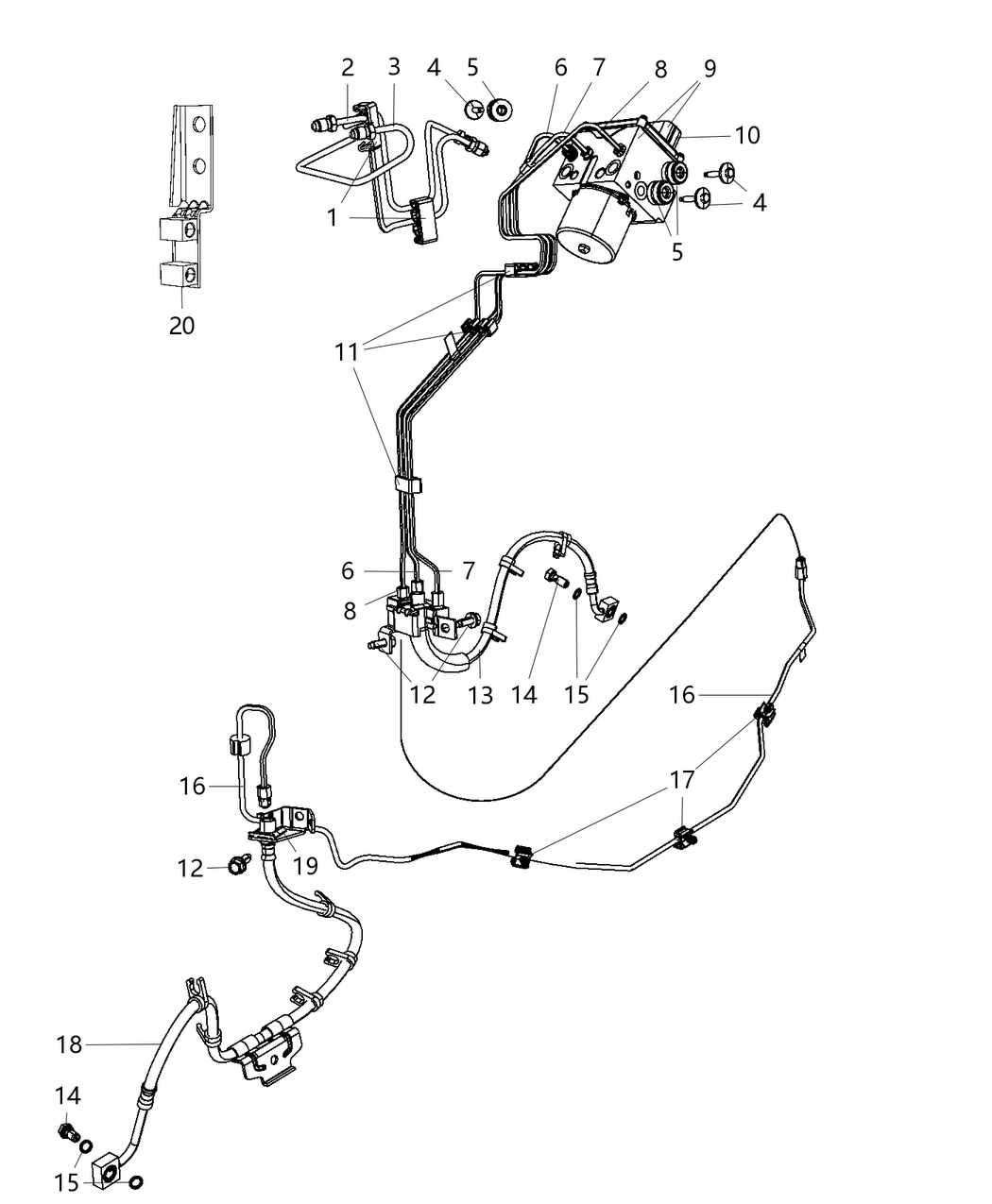 Mopar 68141796AD Tube Brake Hydraulic Control Unit To Junction Block Rear
