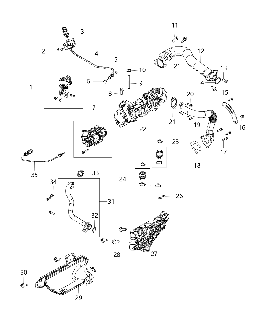 Mopar 68211312AA Cooler Kit EGR Valve Kit, #7 Valve, #1 Actuator, #35 Sensor