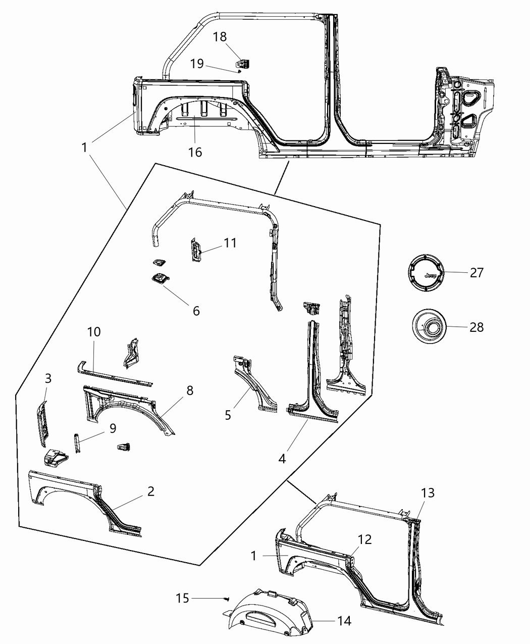 Mopar 55395616AF Reinforcement A - Pillar