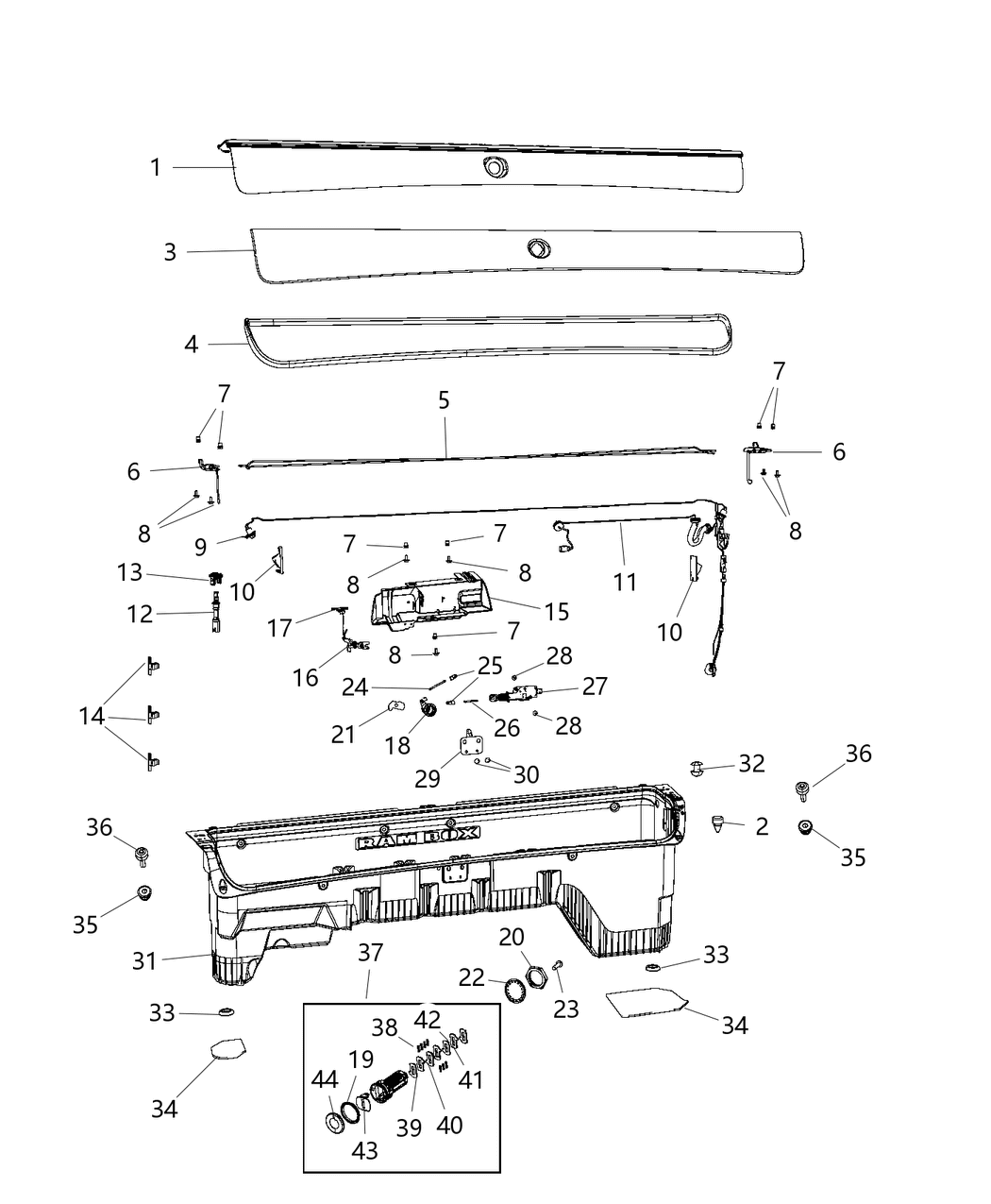 Mopar 68144152AD Housing Push Button Ram Box Lock Cylinder