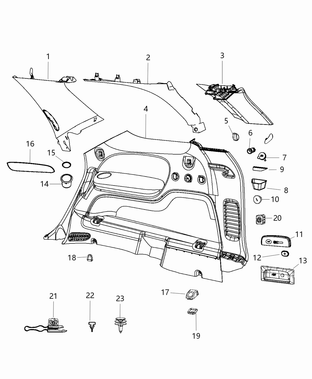 Mopar 5PT181X9AD Panel Quarter Trim 5PT181X9AD Mopar Panel Quarter Trim