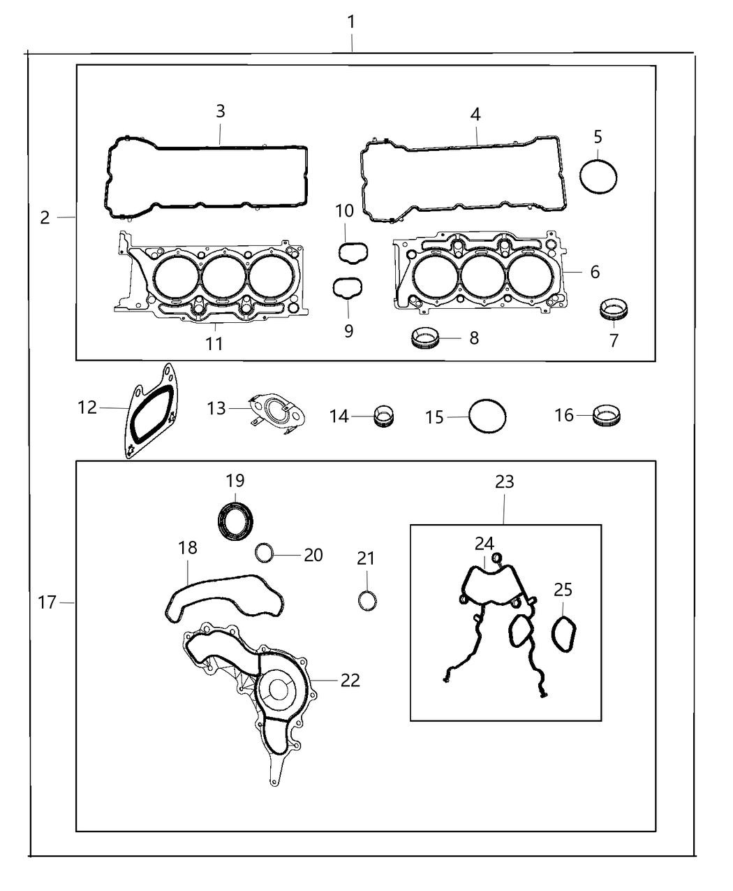 Mopar 68410629AA Gasket Kit Engine Lower Not Included with Long Block