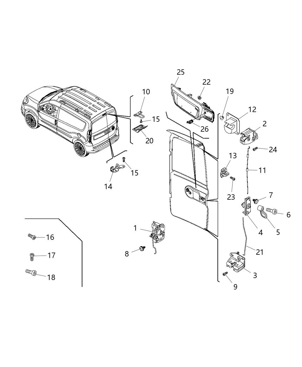 Mopar 68397633AA Clip Door Lock Rod