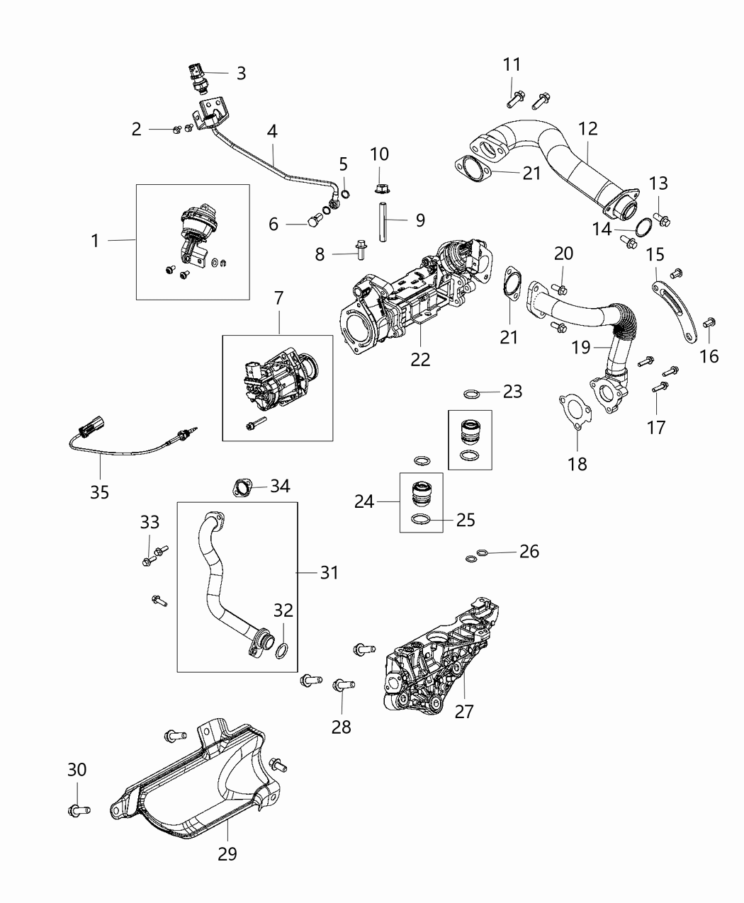 Mopar 68150056AA Cooler Kit EGR Valve Kit, #7 Valve, #1 Actuator, #35 Sensor Mopar 68150056AA Cooler Kit EGR Valve Kit, #7 Valve, #1 Actuator, #35 Sensor
