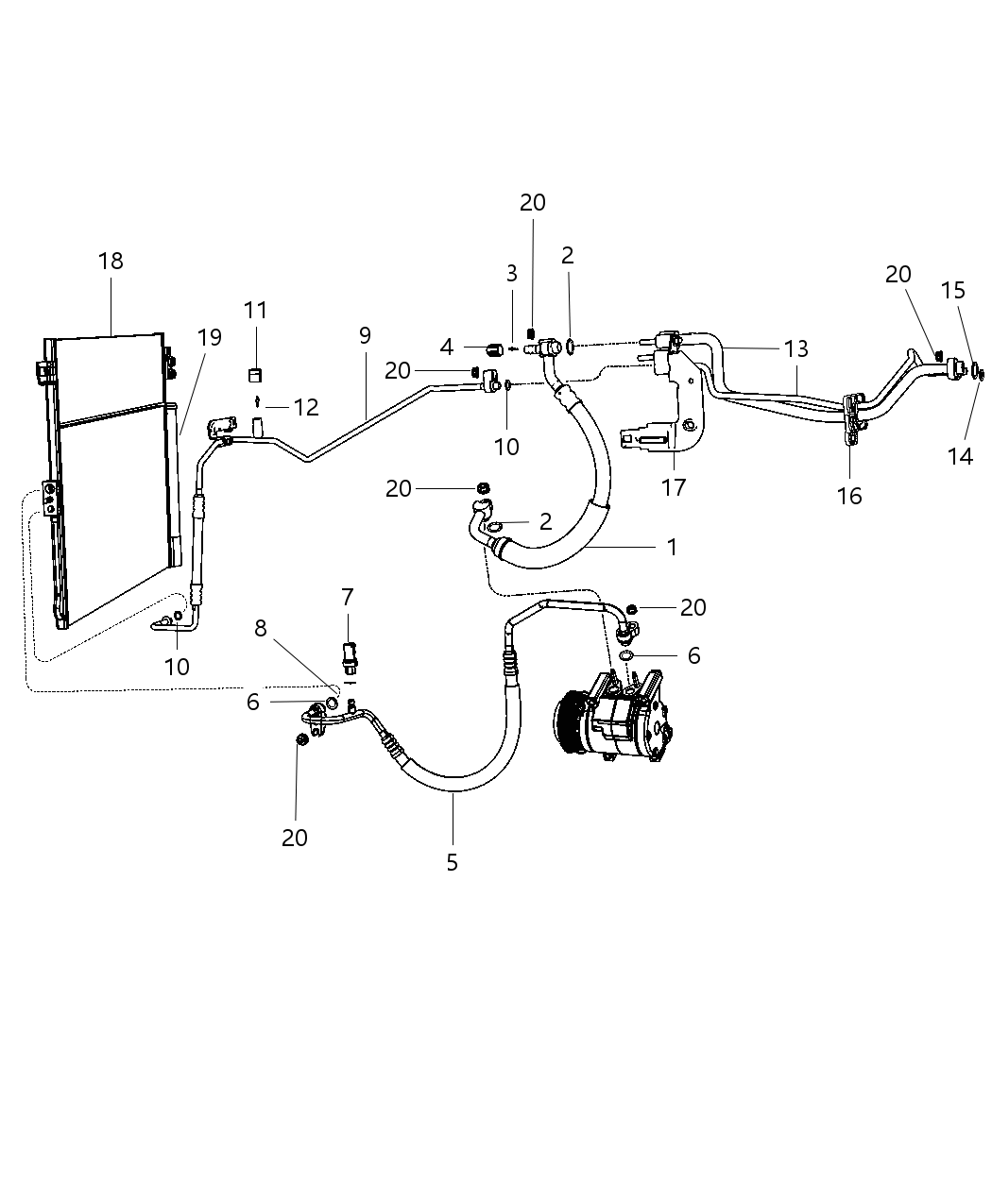 Mopar 68217222AA Line A/C Liquid Includes: Seals, Cap, Valve Core 68217222AA Mopar Line A/C Liquid Includes: Seals, Cap, Valve Core