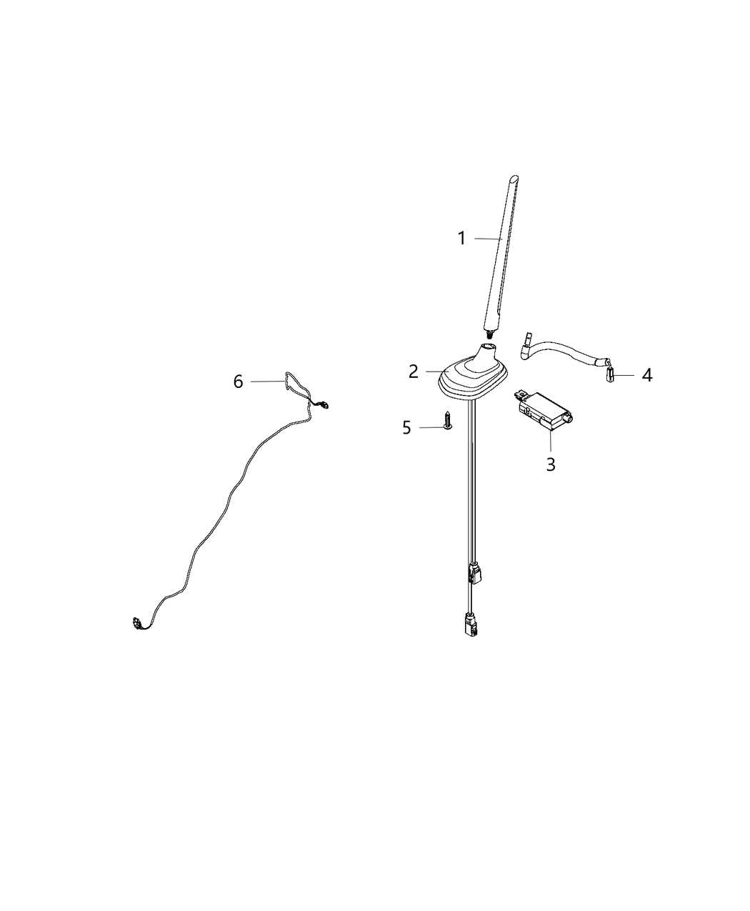 Mopar 68445452AA Antenna Cable & Base Assembly 68445452AA Mopar Antenna Cable & Base Assembly
