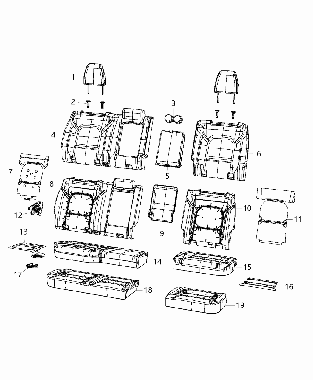 Mopar 7CW02BD3AA Cover Rear Seat Back Right 7CW02BD3AA Mopar Cover Rear Seat Back Right