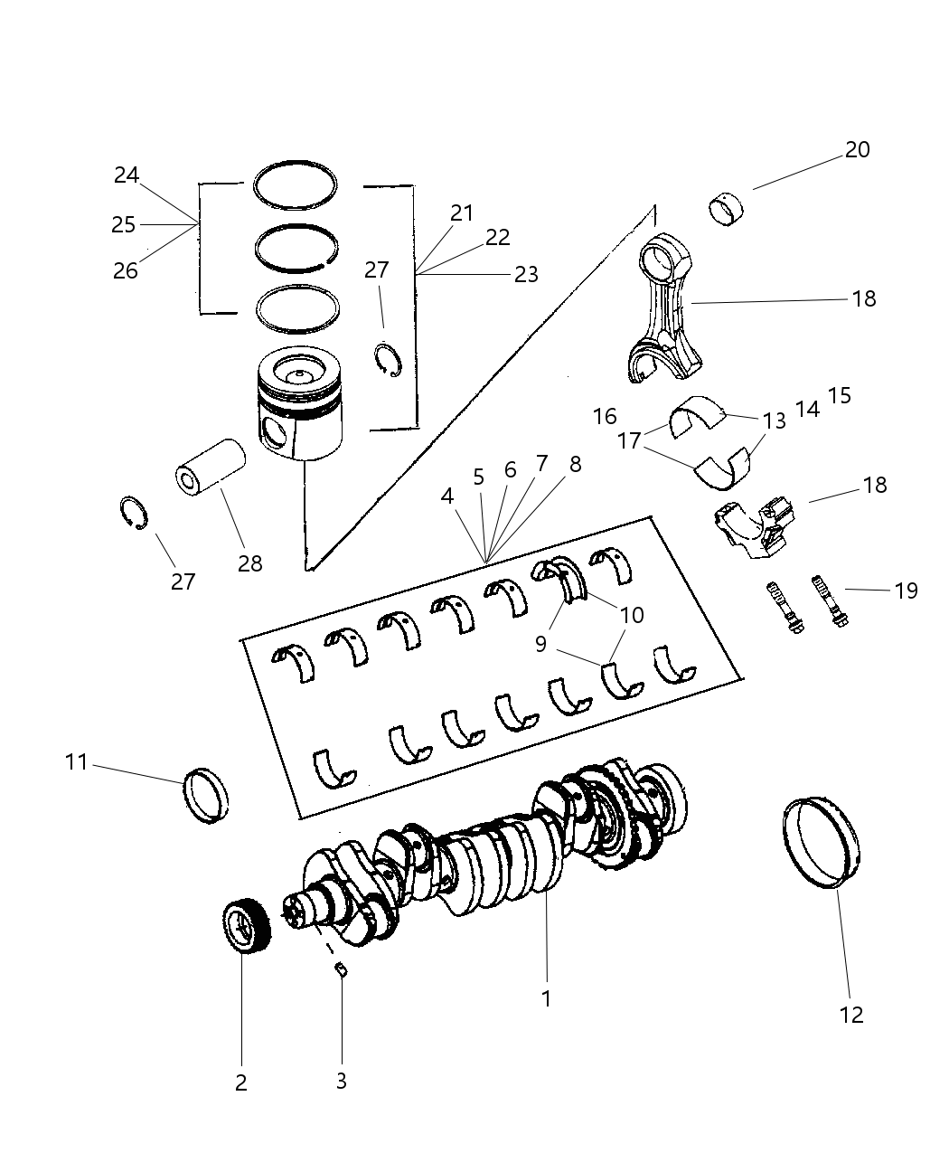 Mopar 4429272 Bearing Kit Crankshaft .50Mm Oversize