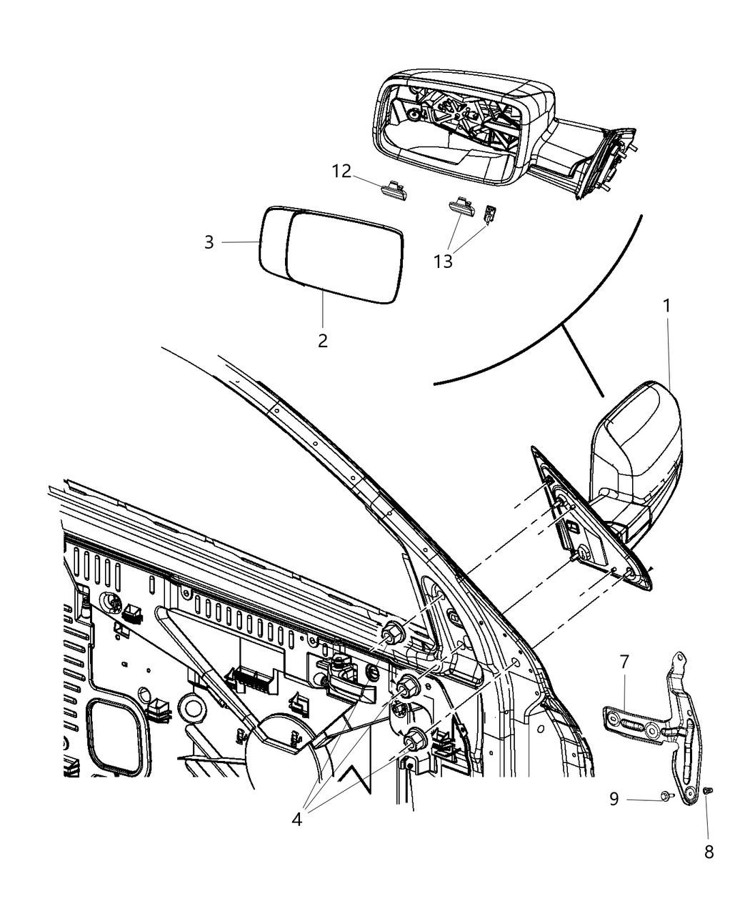 Mopar 68380336AD Mirror Outside Rearview Trailer Tow, See Group 008