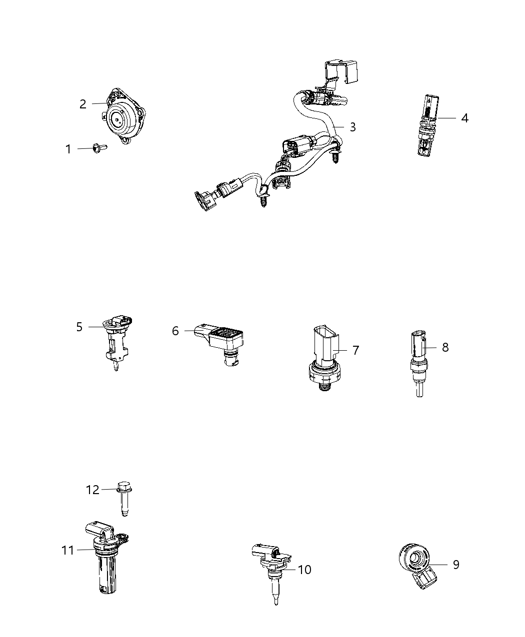 Mopar 68358376AA Wiring Knock, Oil Pressure , & Temperature Sensor
