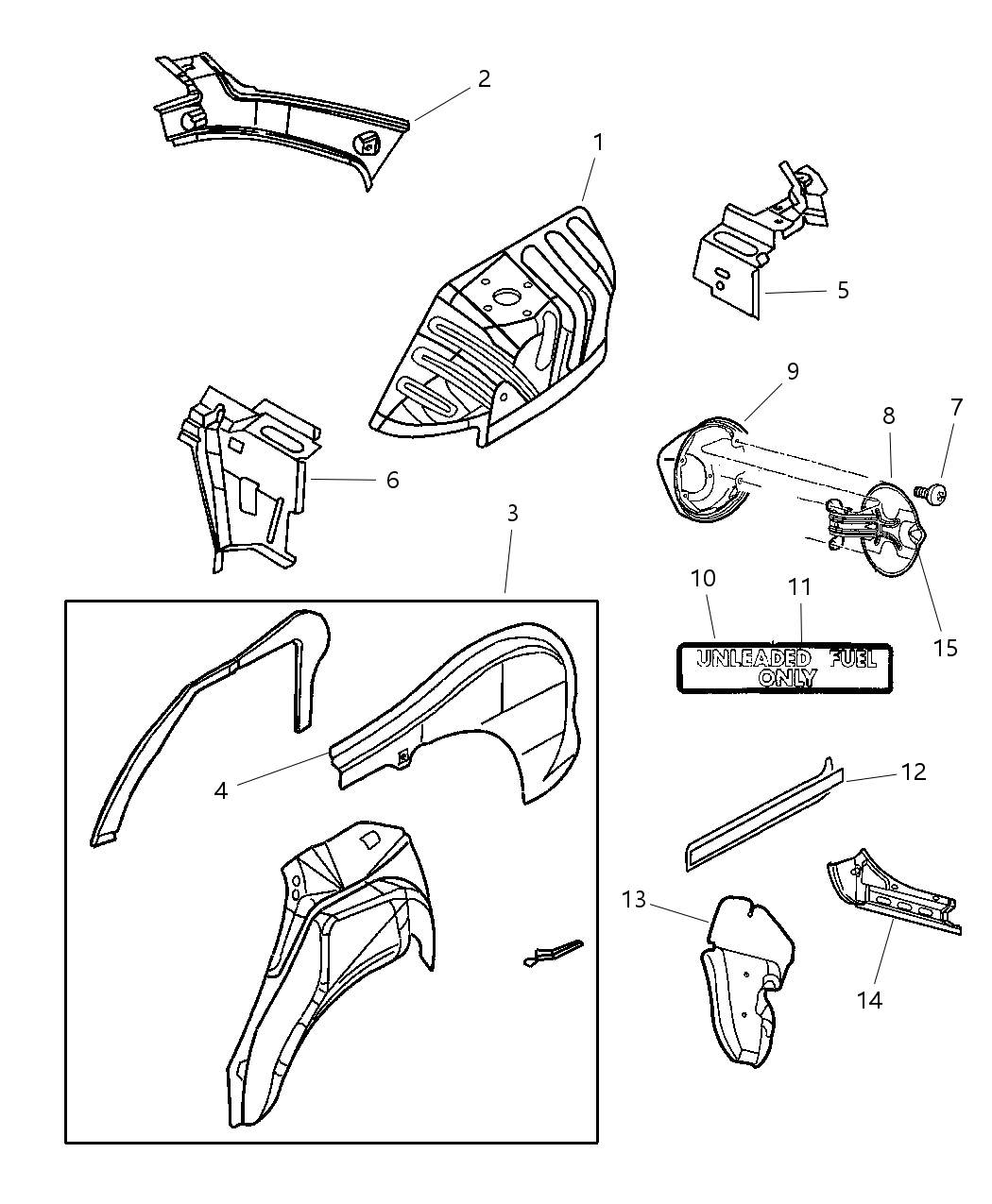 Mopar 5014735AC Panel Quarter Inner 5014735AC Mopar Panel Quarter Inner