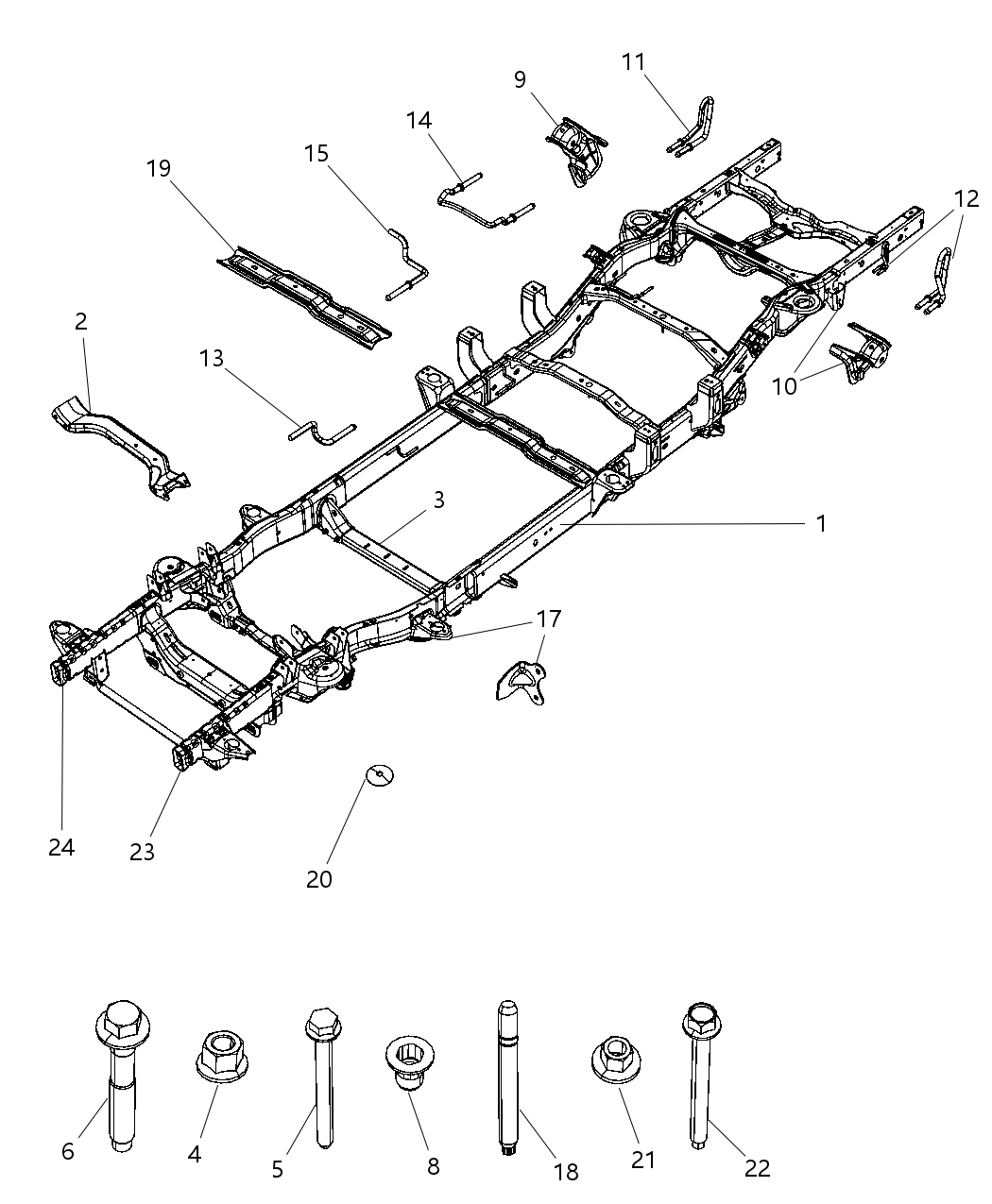 Mopar 55398247AE Frame Assembly Chassis 55398247AE Mopar Frame Assembly Chassis