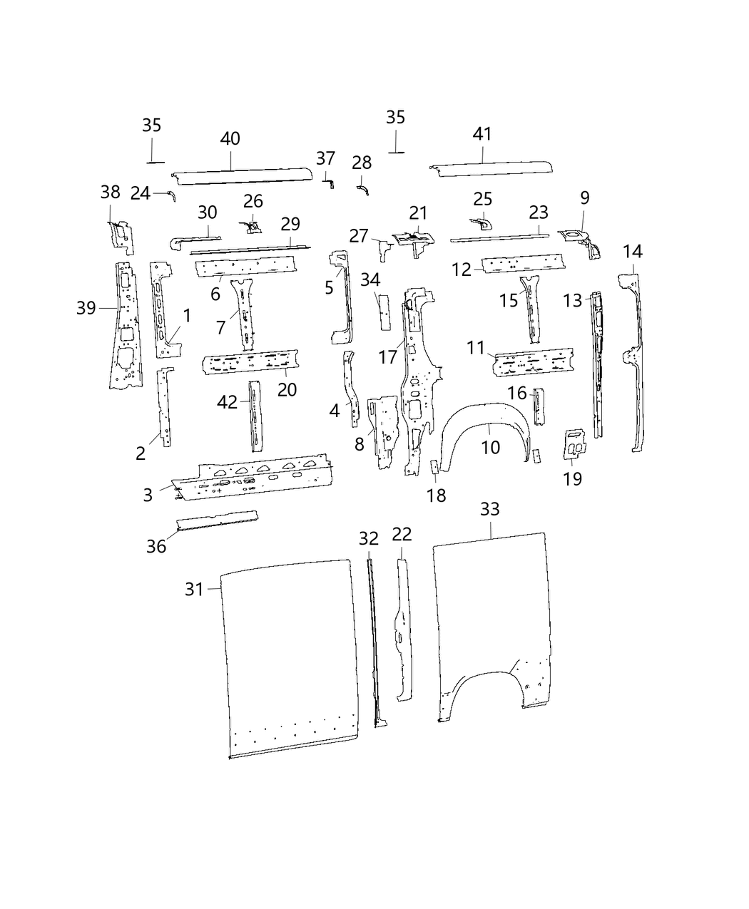 Mopar 68172657AA Panel Bodyside Aperture Outer Rear 68172657AA Mopar Panel Bodyside Aperture Outer Rear