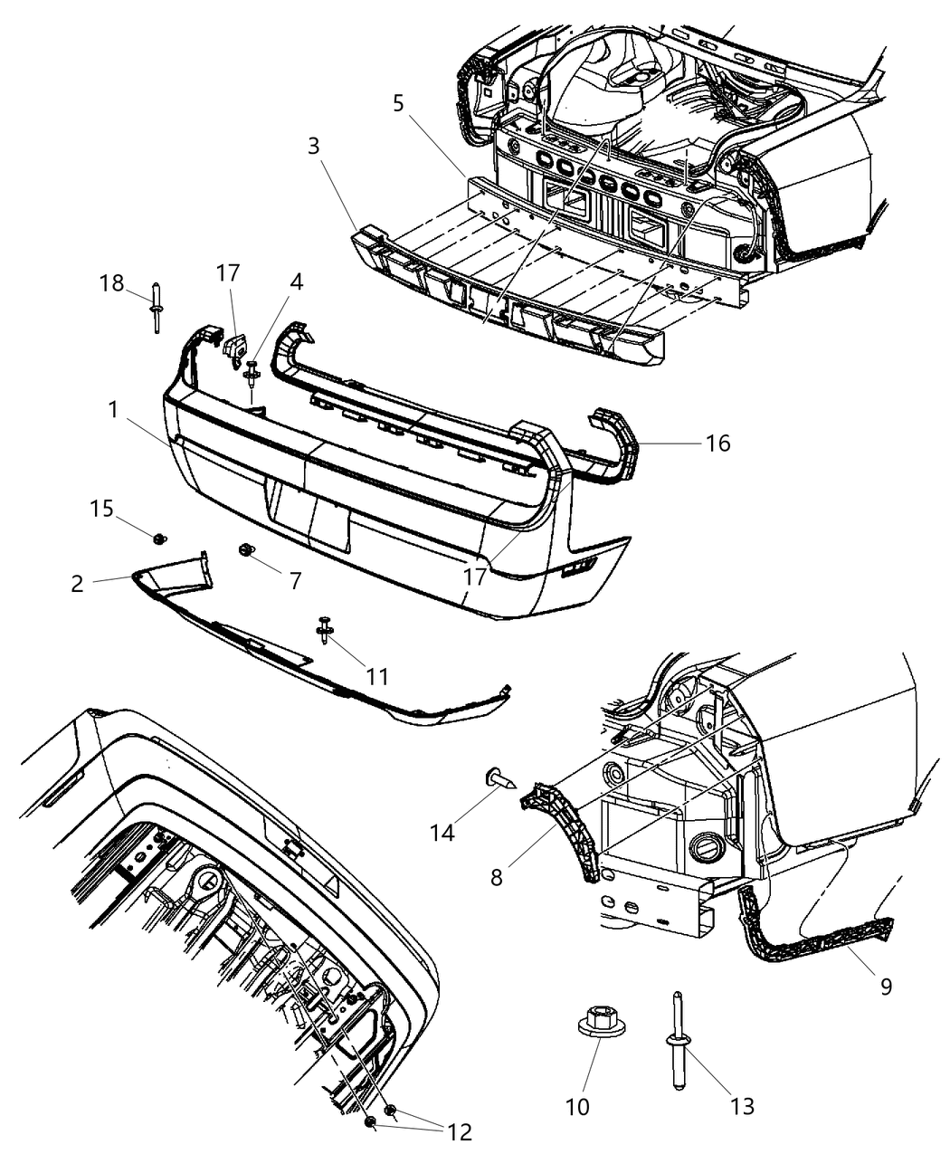 Mopar 68023385AA Bracket Rear Bumper Reinforcement Attaching