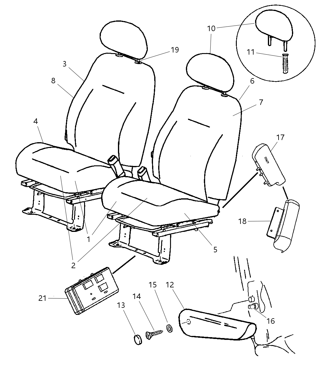 Mopar XL771DVAA Headrest Front XL771DVAA Mopar Headrest Front
