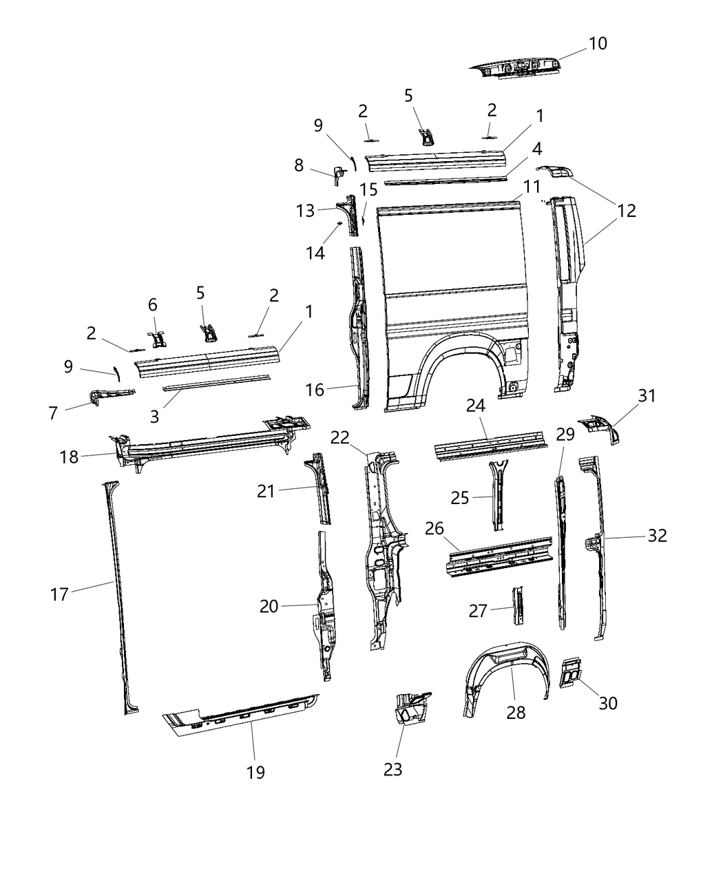 Mopar 68167419AA Reinforcement C - Pillar 68167419AA Mopar Reinforcement C - Pillar
