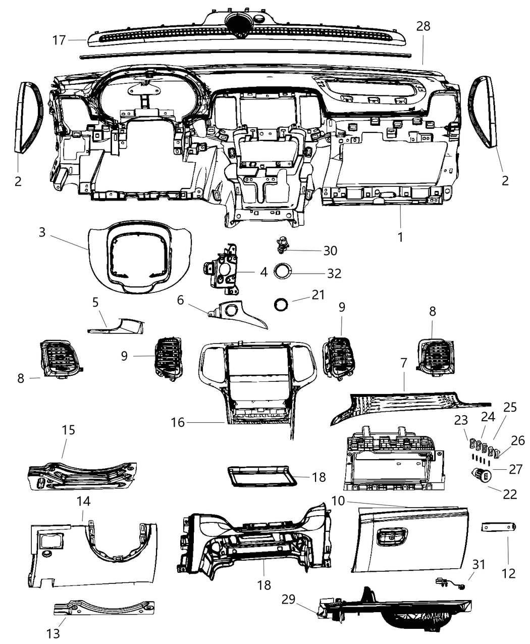 Mopar 68233767AA Bracket Instrument Panel Thermistor