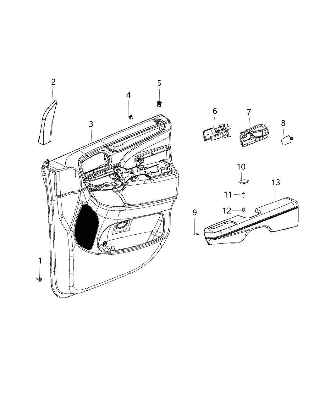 5ST49PMHAA Mopar Armrest Front Door Trim