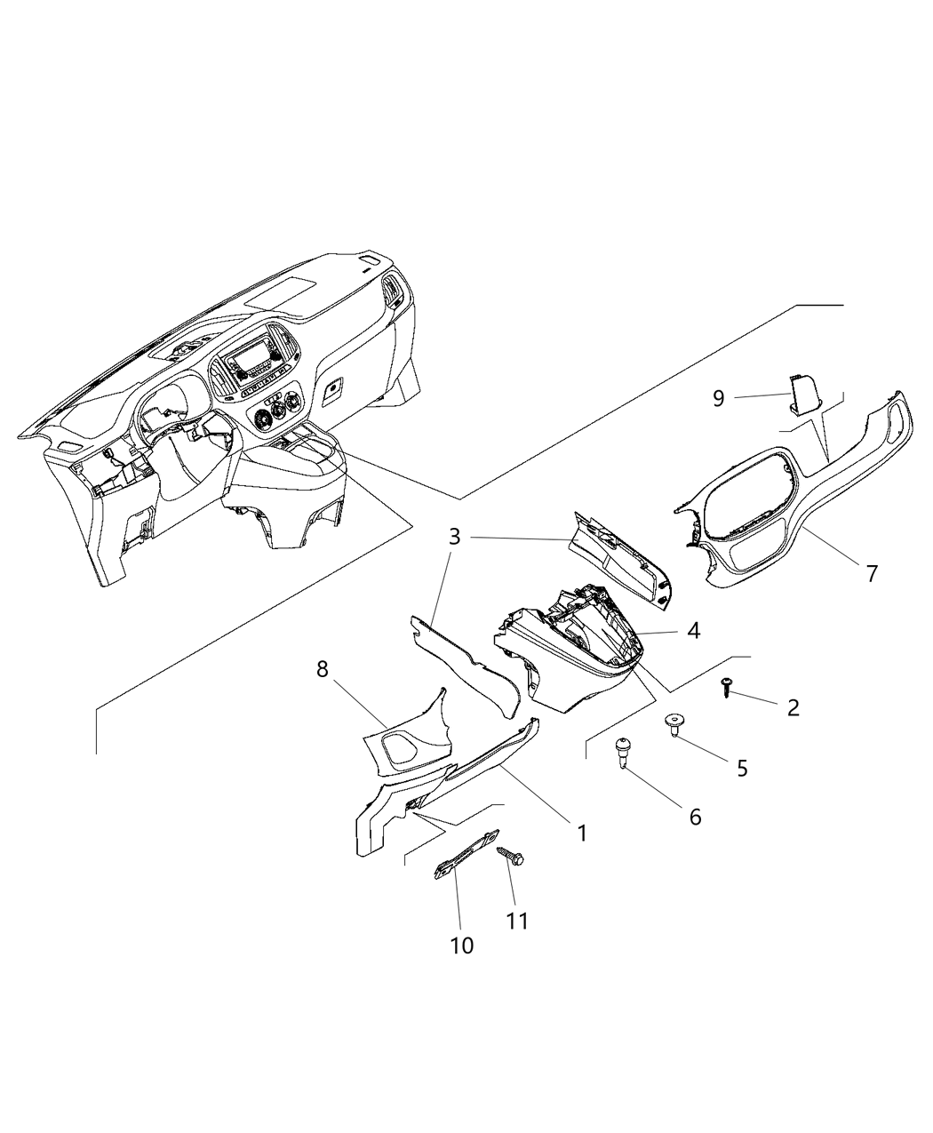 Mopar 68267235AA Panel Instrument Panel Closeout Hush Panel