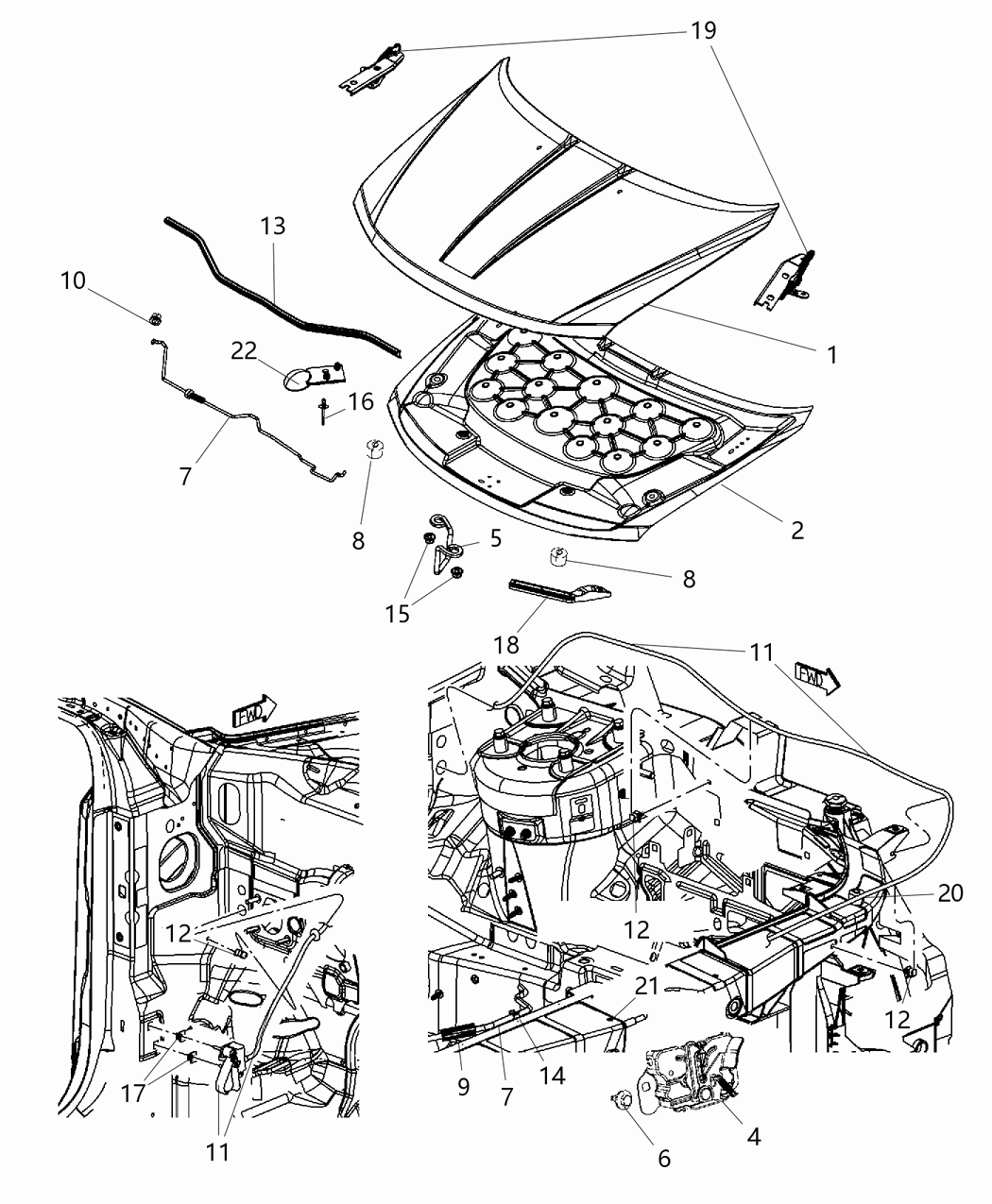 Mopar 5155803AC Release Hood Latch 5155803AC Mopar Release Hood Latch