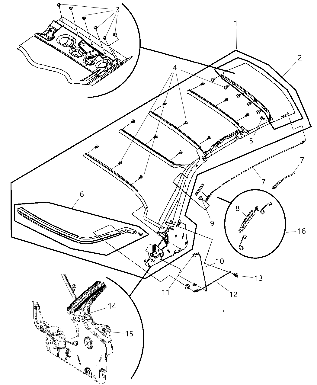 Mopar 5179851AA Bow Folding Top Rear