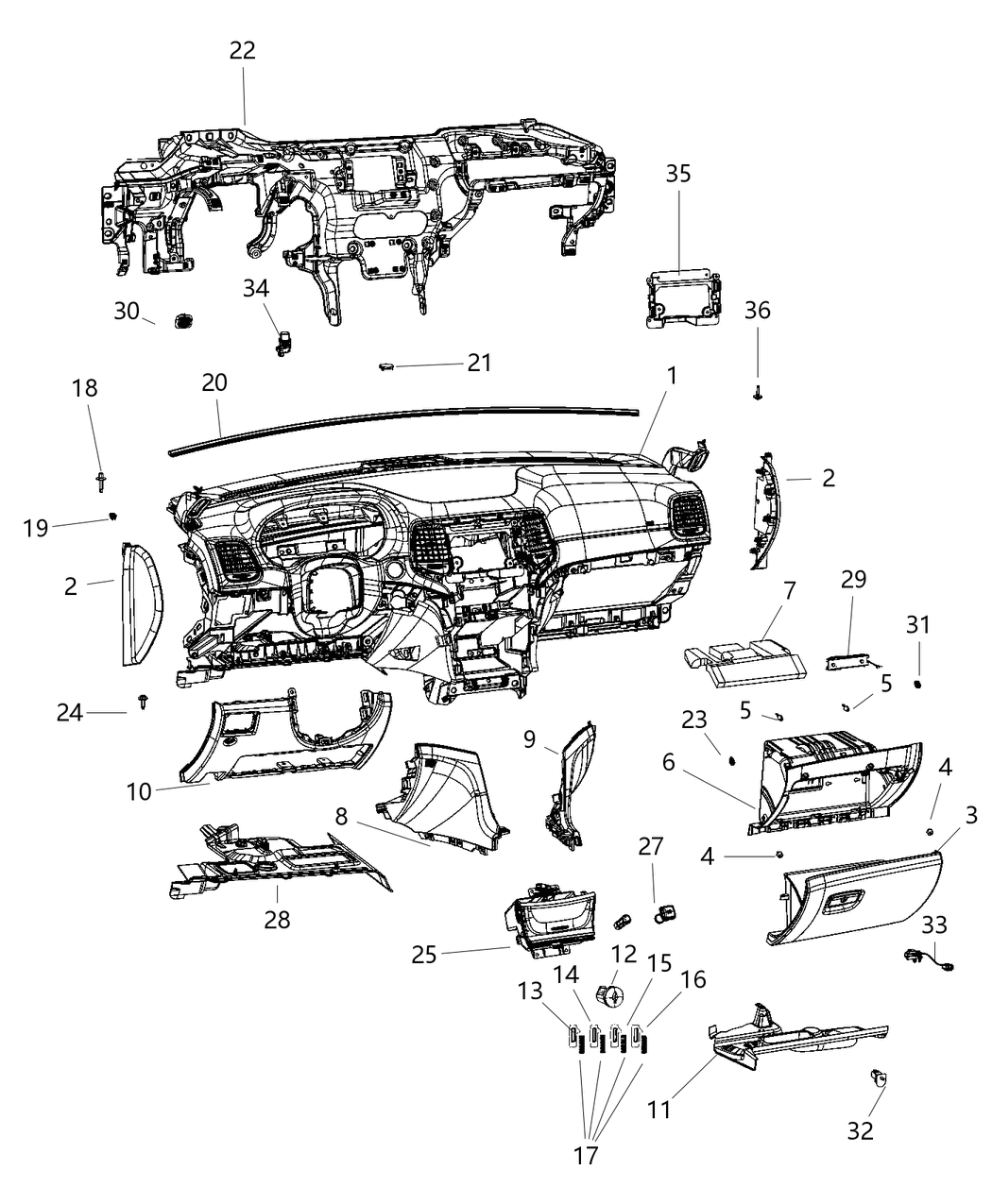 Mopar 6FC793AAAC Bin Storage Bottom Of Center Stack