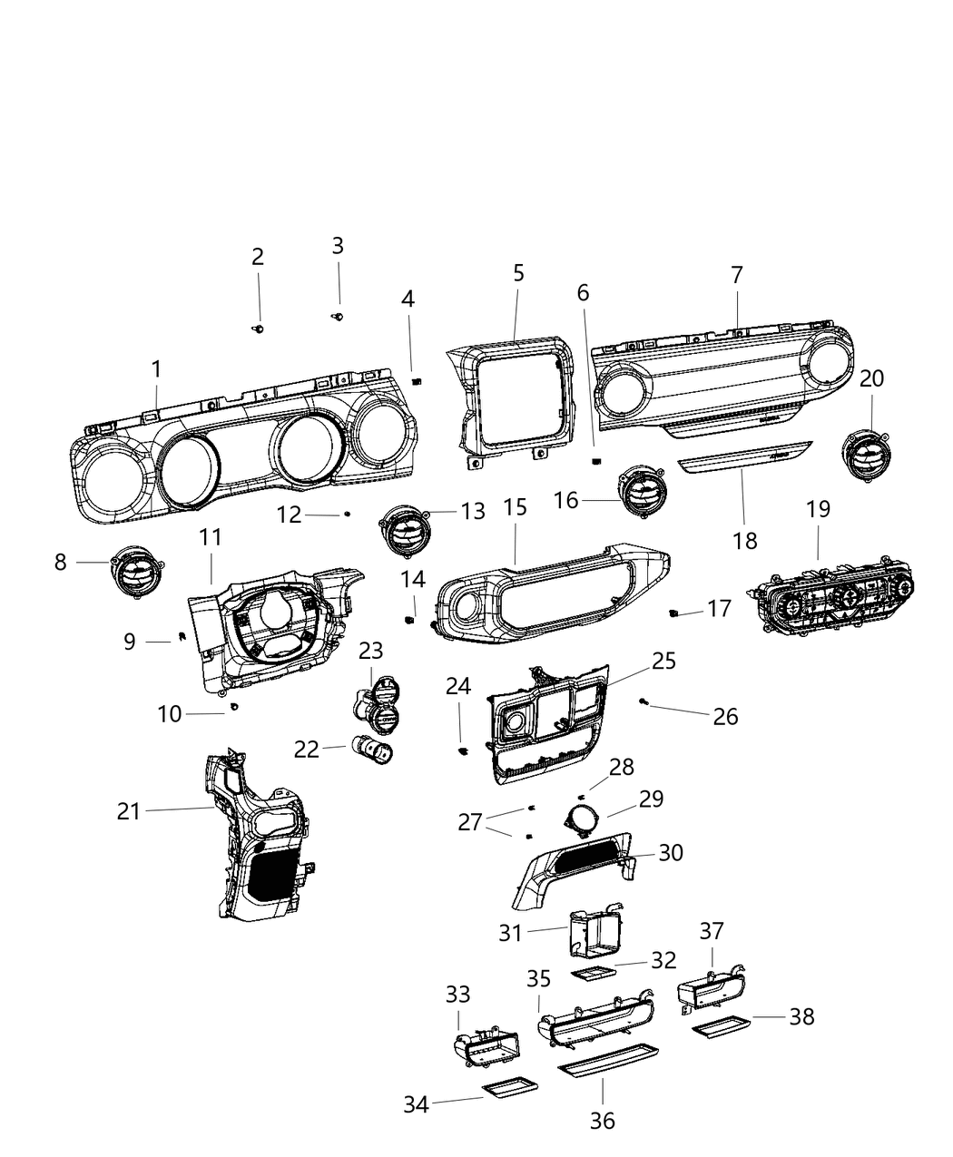 Mopar 7BU52DX9AA Center Stack Upper