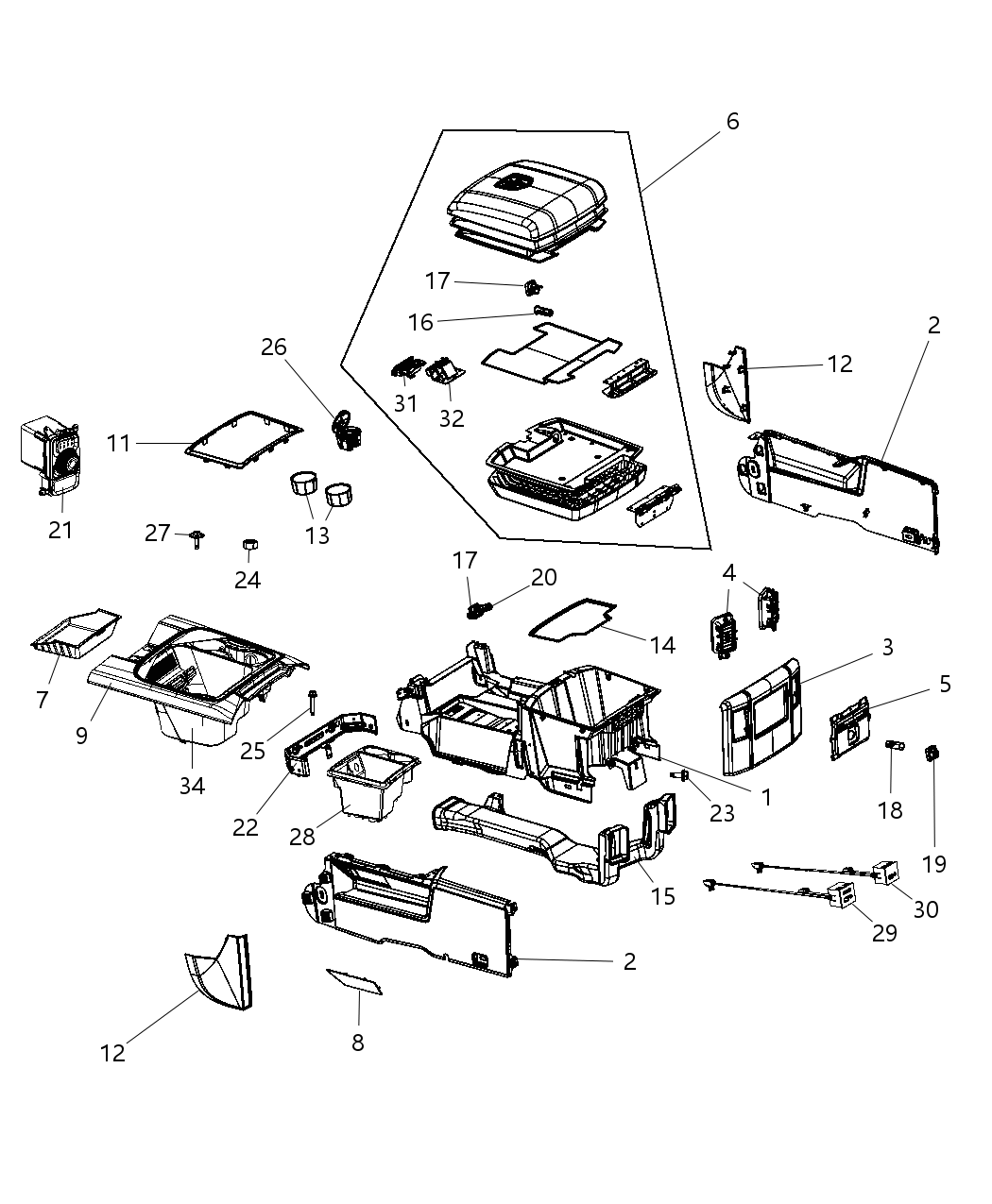 Mopar 5VC931RRAA Bezel Center Console