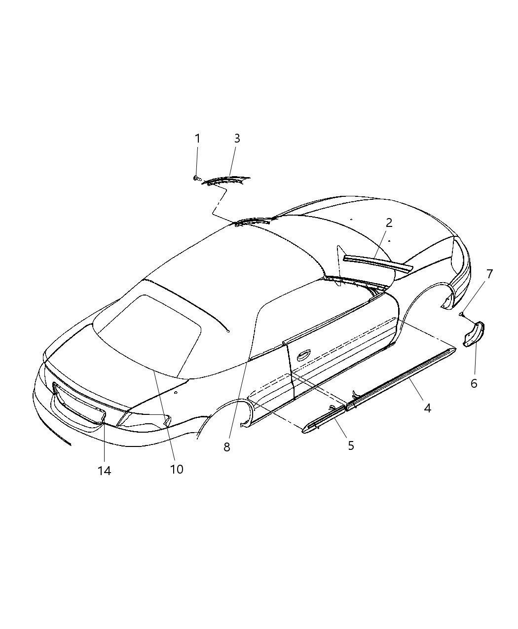 Mopar WZ17DA4AA Molding Front Door WZ17DA4AA Mopar Molding Front Door