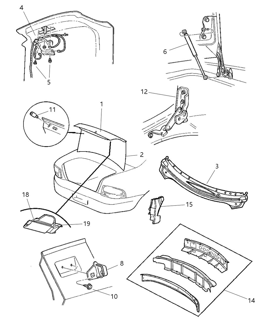 Mopar 4880195AB Cover Deck Lid Latch