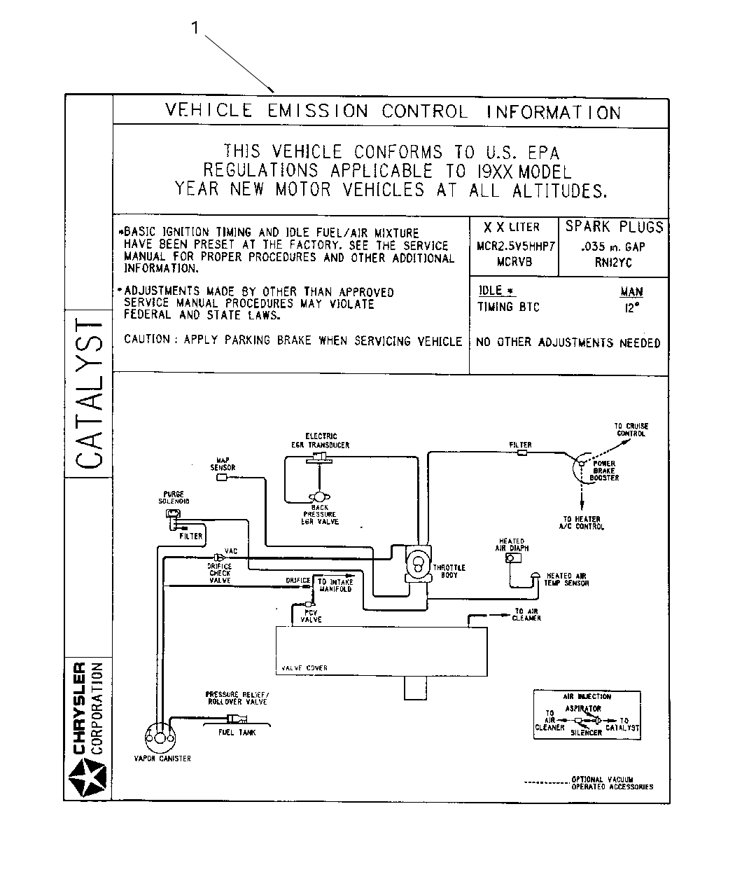 Mopar 4891541AB Emission Label