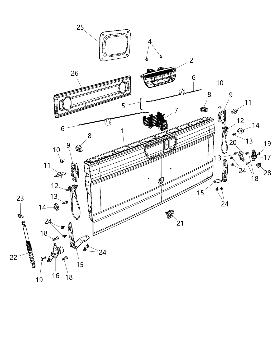 Mopar 7AE30JSCAA Handle Tailgate, Rear Outer