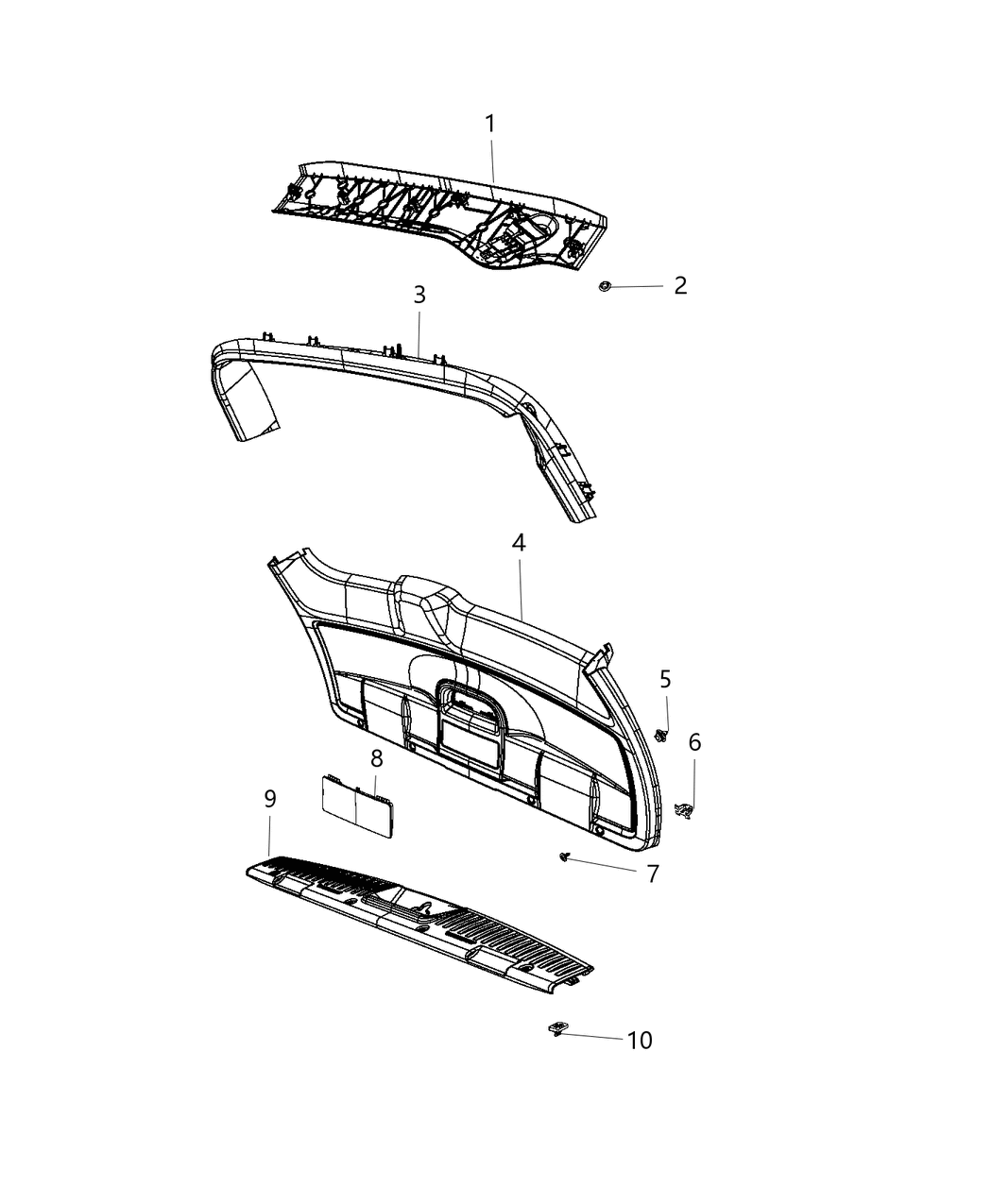 Mopar ZR44LTUAF Molding Rear Header ZR44LTUAF Mopar Molding Rear Header