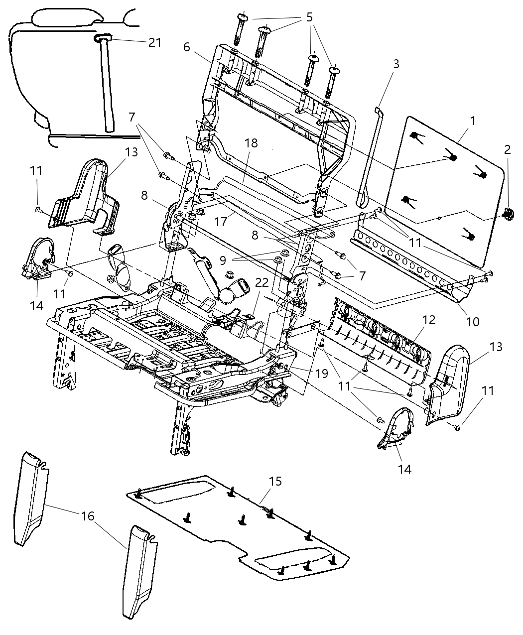 Mopar 5139530AA Recliner Seat Back