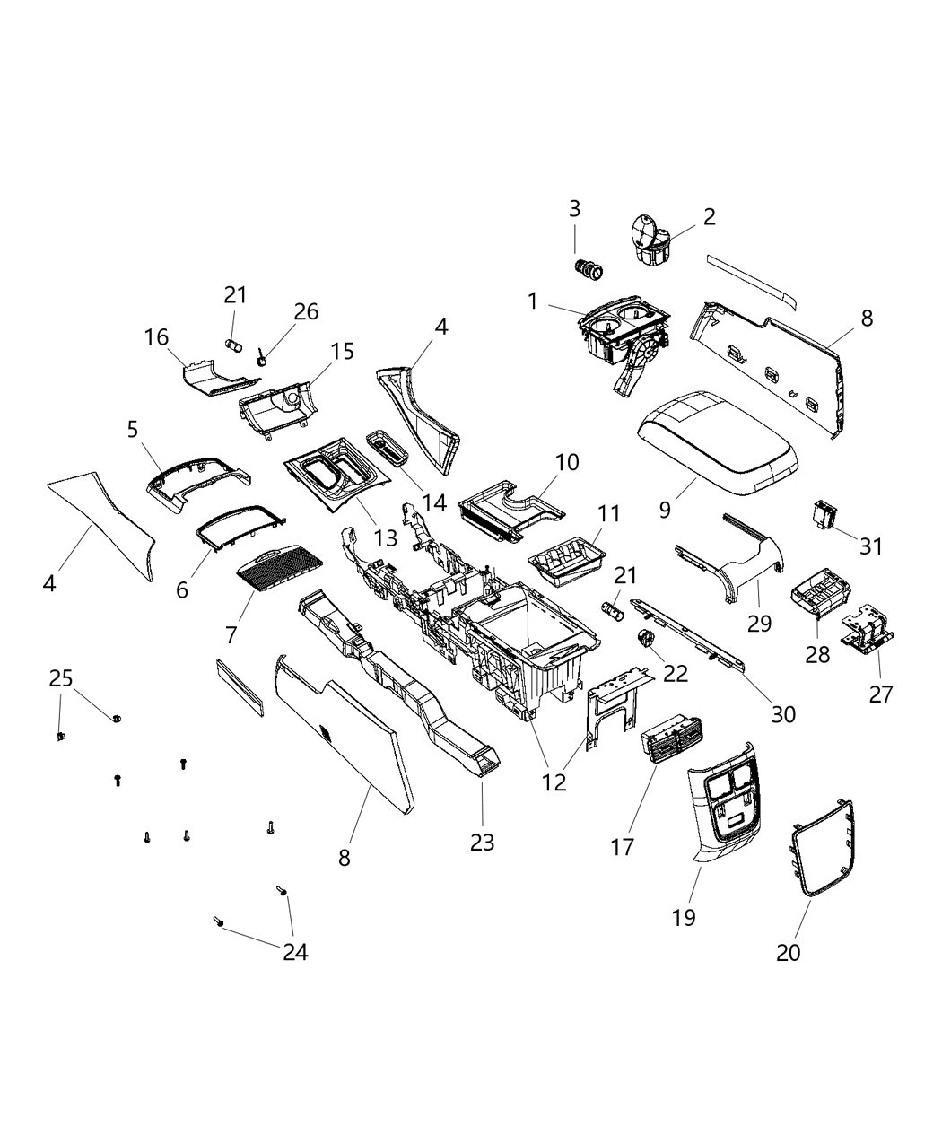 Mopar 6QY43DX9AB Panel Console Mopar 6QY43DX9AB Panel Console
