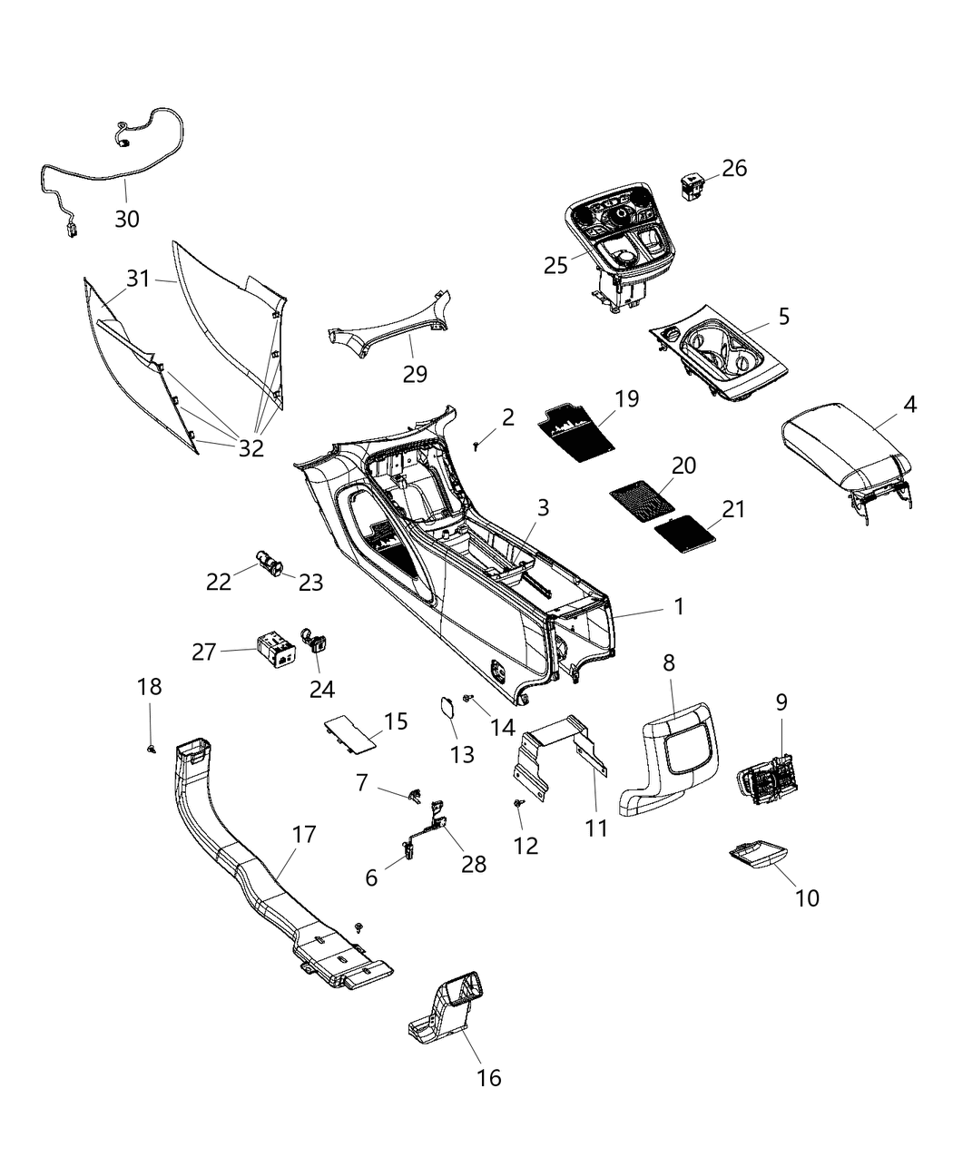 Mopar 1UY71ML2AC Panel Floor Console