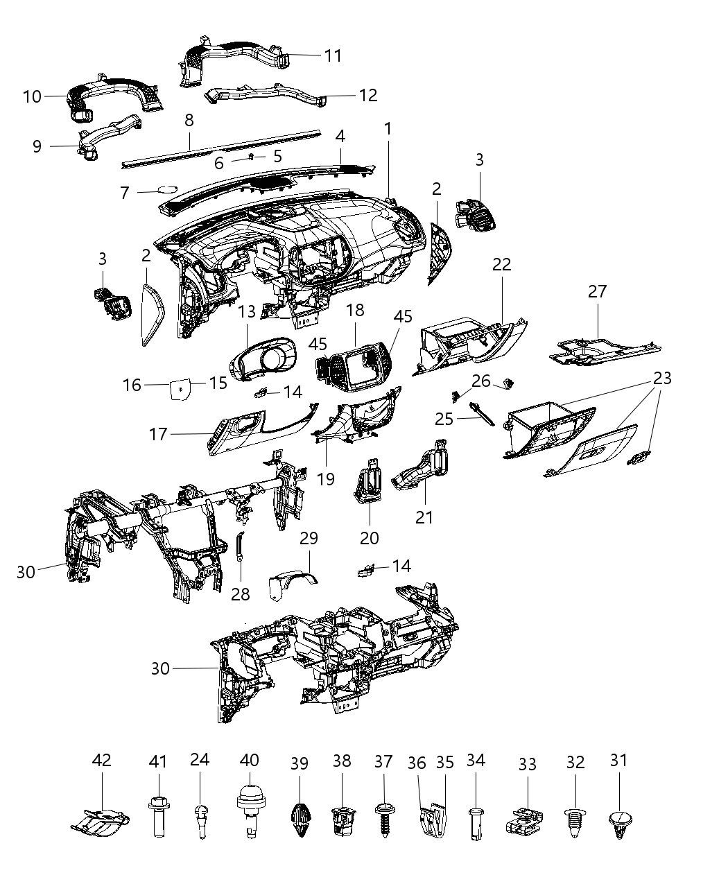 Mopar 5UT65NCCAC Outlet A/C & Heater Outboard Mopar 5UT65NCCAC Outlet A/C & Heater Outboard