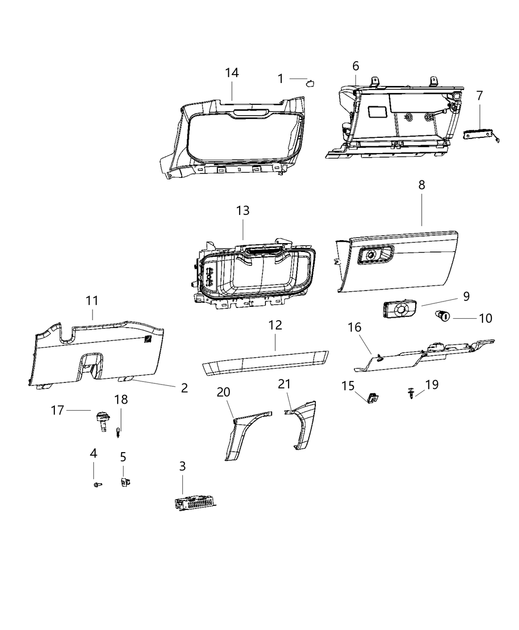 Mopar 6MA981N1AI Glove Box Instrument Panel 6MA981N1AI Mopar Glove Box Instrument Panel