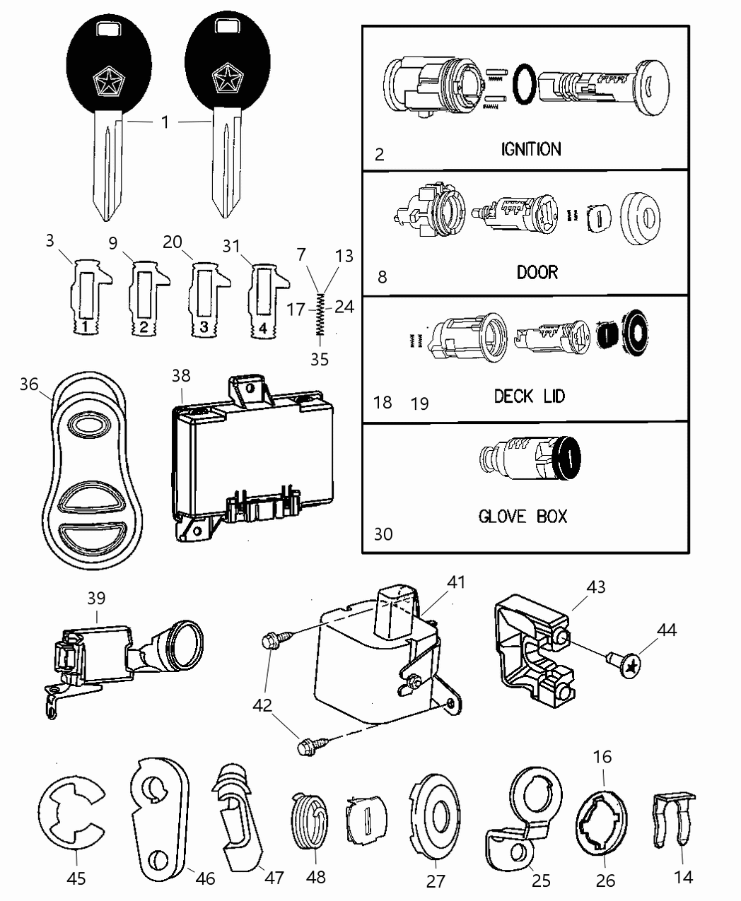 Mopar 5016732AB Cylinder Deck Lid Lock