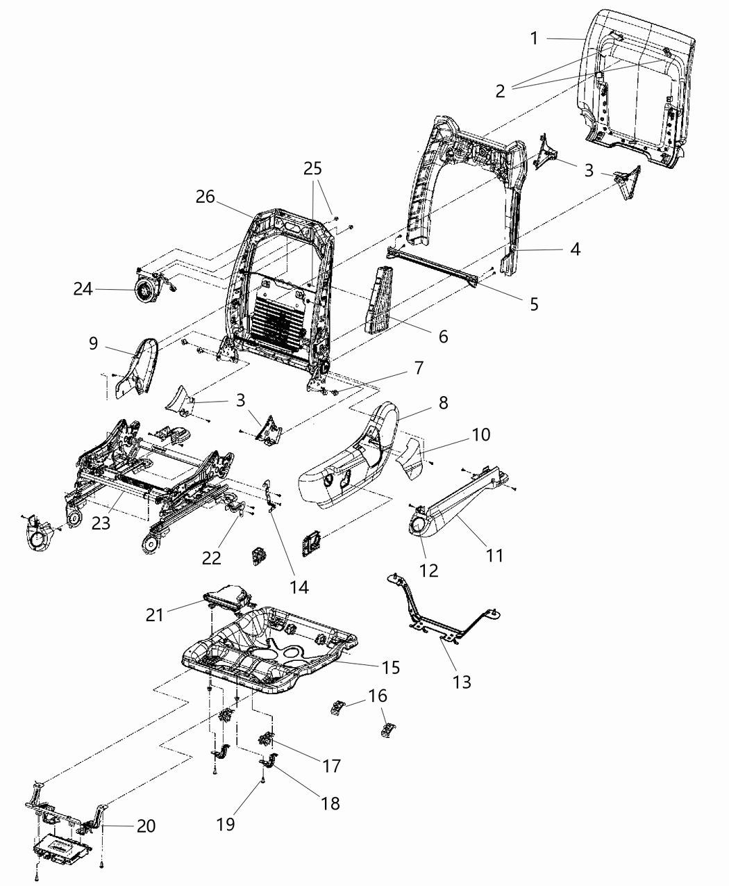 Mopar 68105870AG Frame Front Seat Back Mopar 68105870AG Frame Front Seat Back